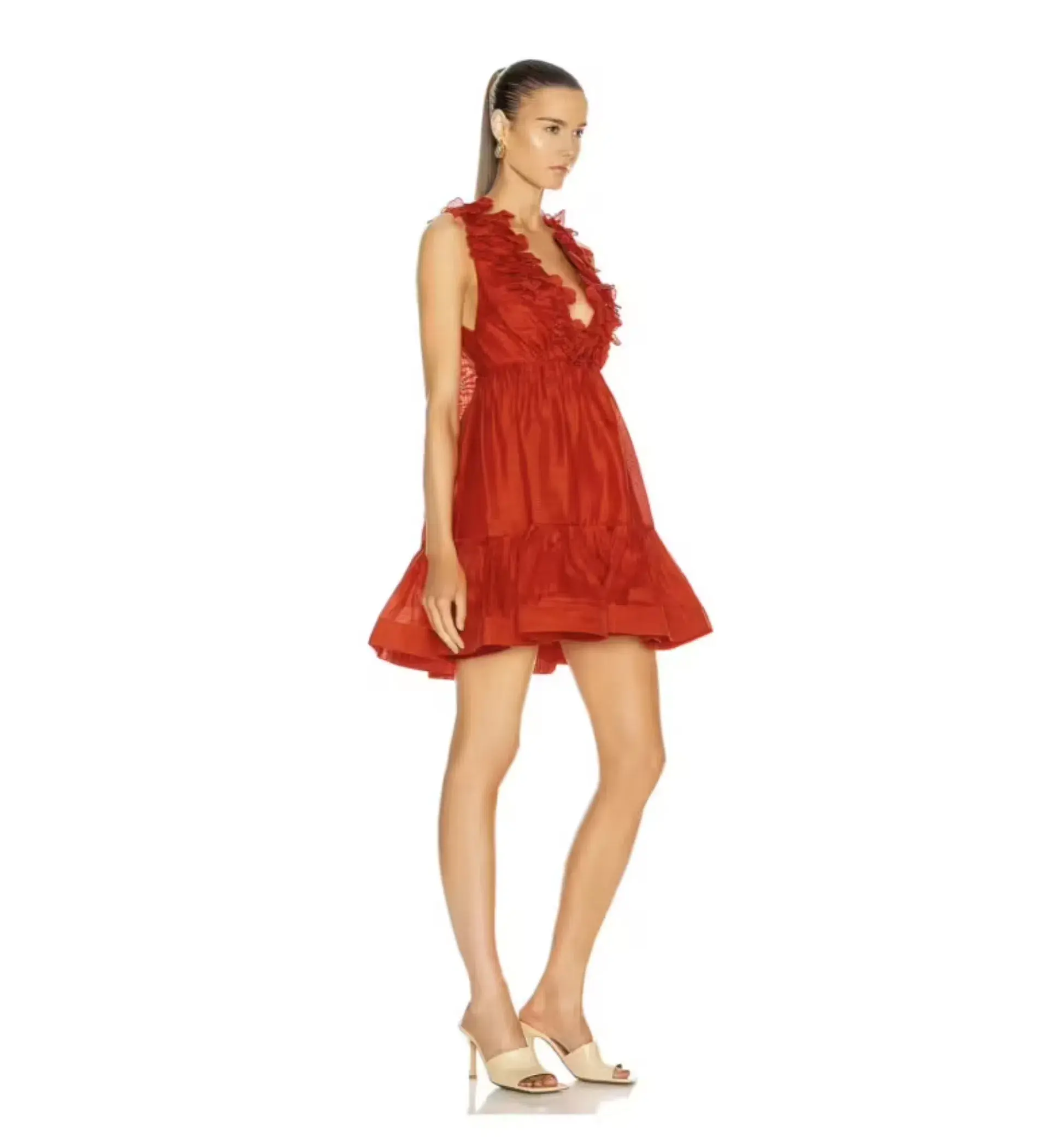 Zimmermann Lovestruck Garland Mini Dress Red Size AU 14 - Image 2