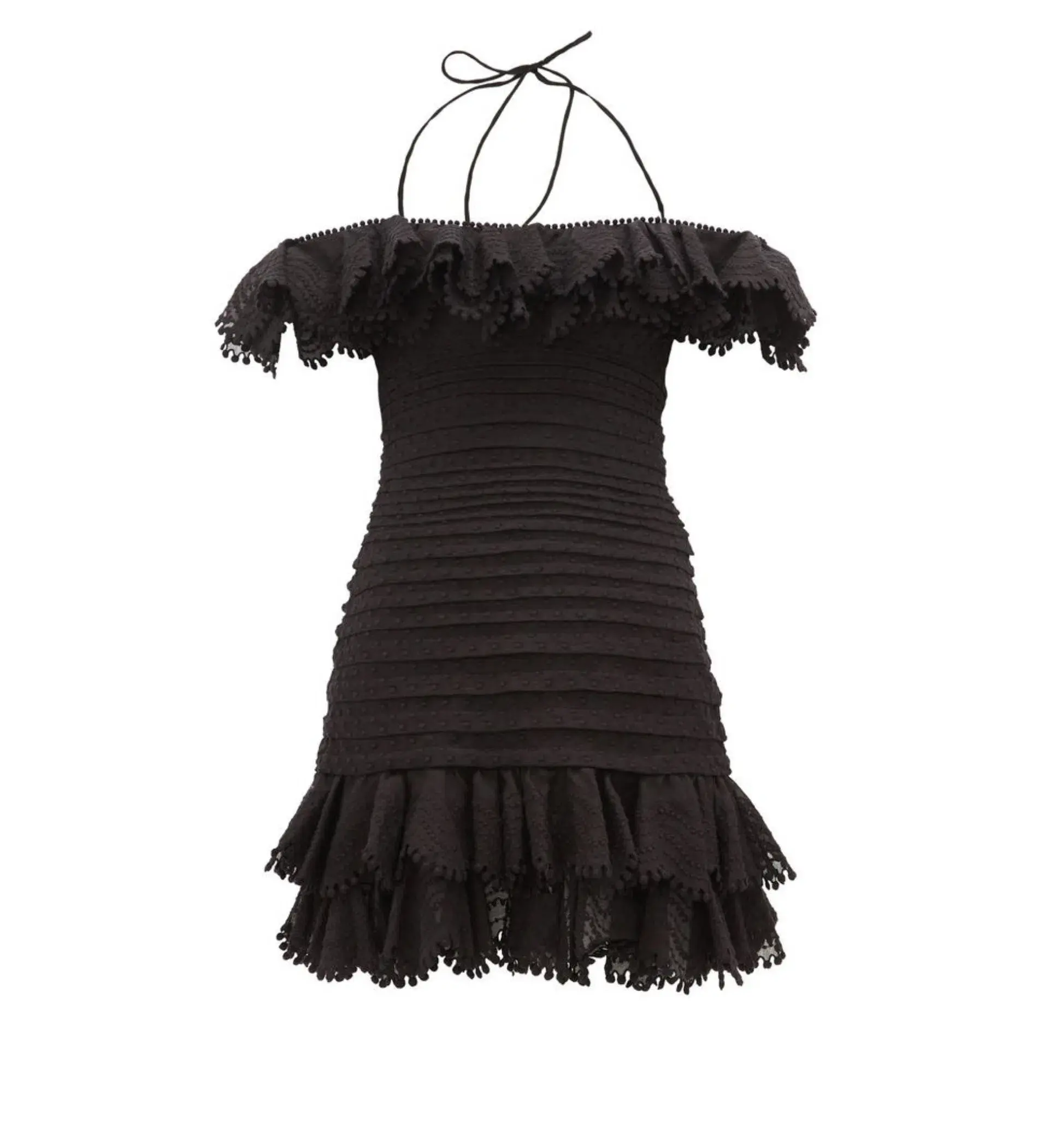 Zimmerman Super Eight Ruffled Pintucked Mini Dress Black Size 0 AU 8 - Image 4