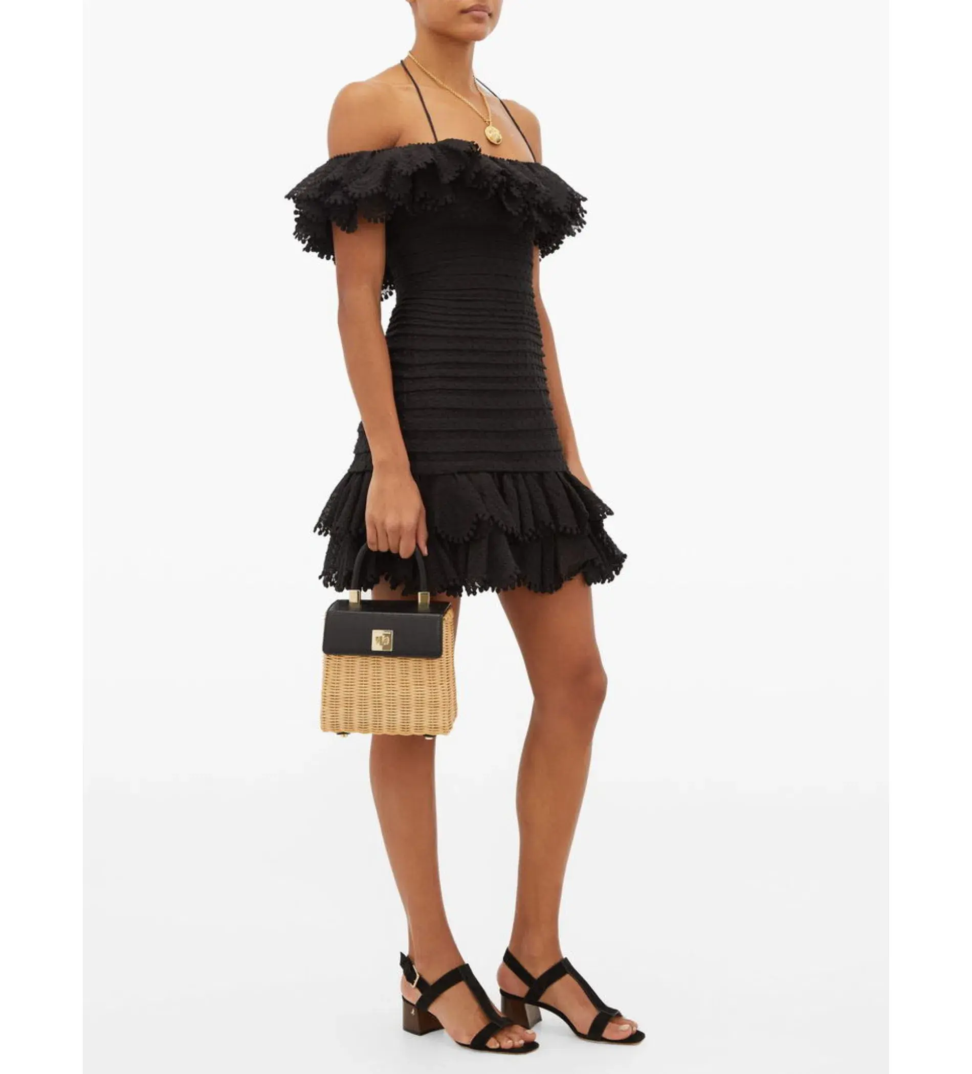 Zimmerman Super Eight Ruffled Pintucked Mini Dress Black Size 0 AU 8 - Image 2