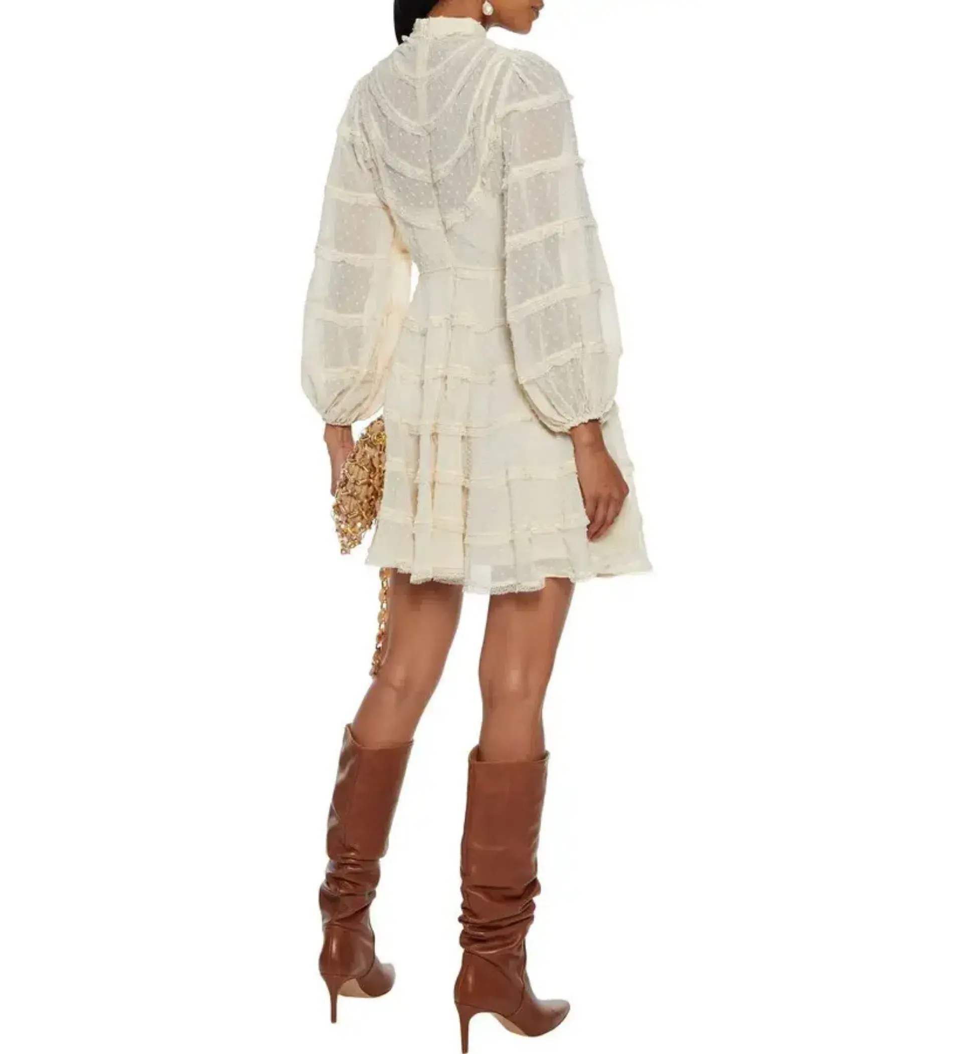 Zimmermann Ladybeetle Spliced Mini Dress Ivory Size 0 AU 8 - Image 2