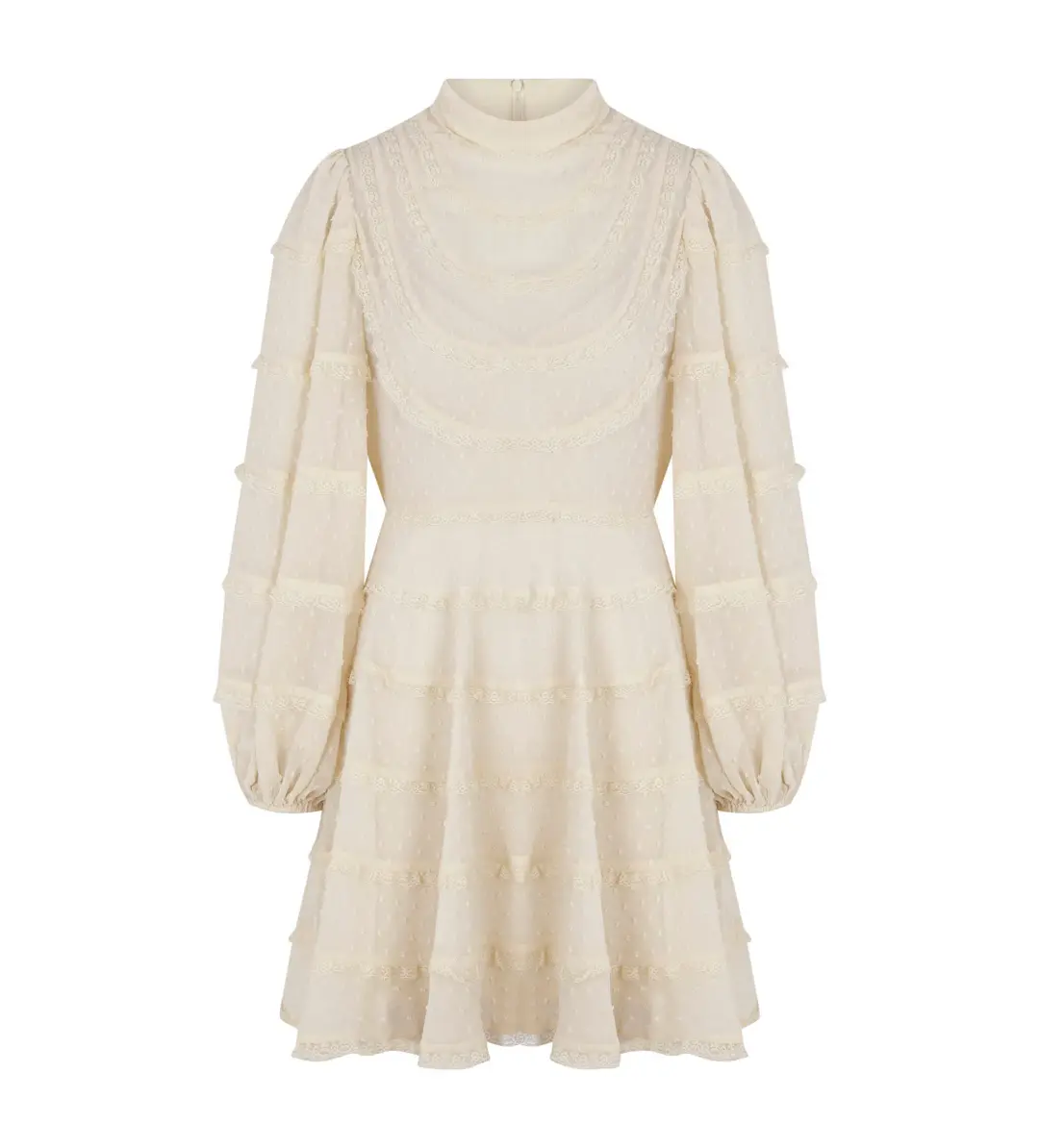 Zimmermann Ladybeetle Spliced Mini Dress Ivory Size 0 AU 8 for rent on The Volte - main image