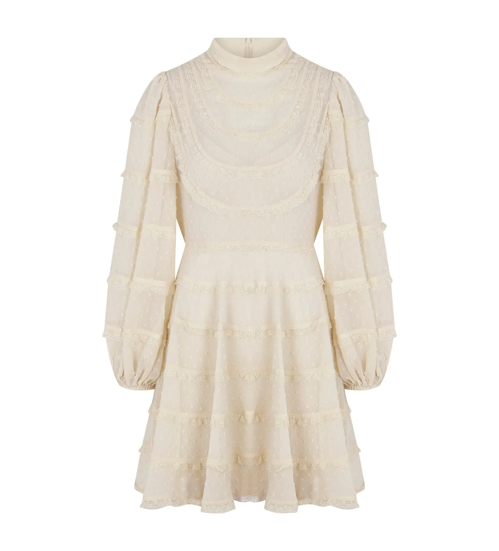 Zimmermann Ladybeetle Spliced Mini Dress Ivory Size 0 AU 8 - Image 3