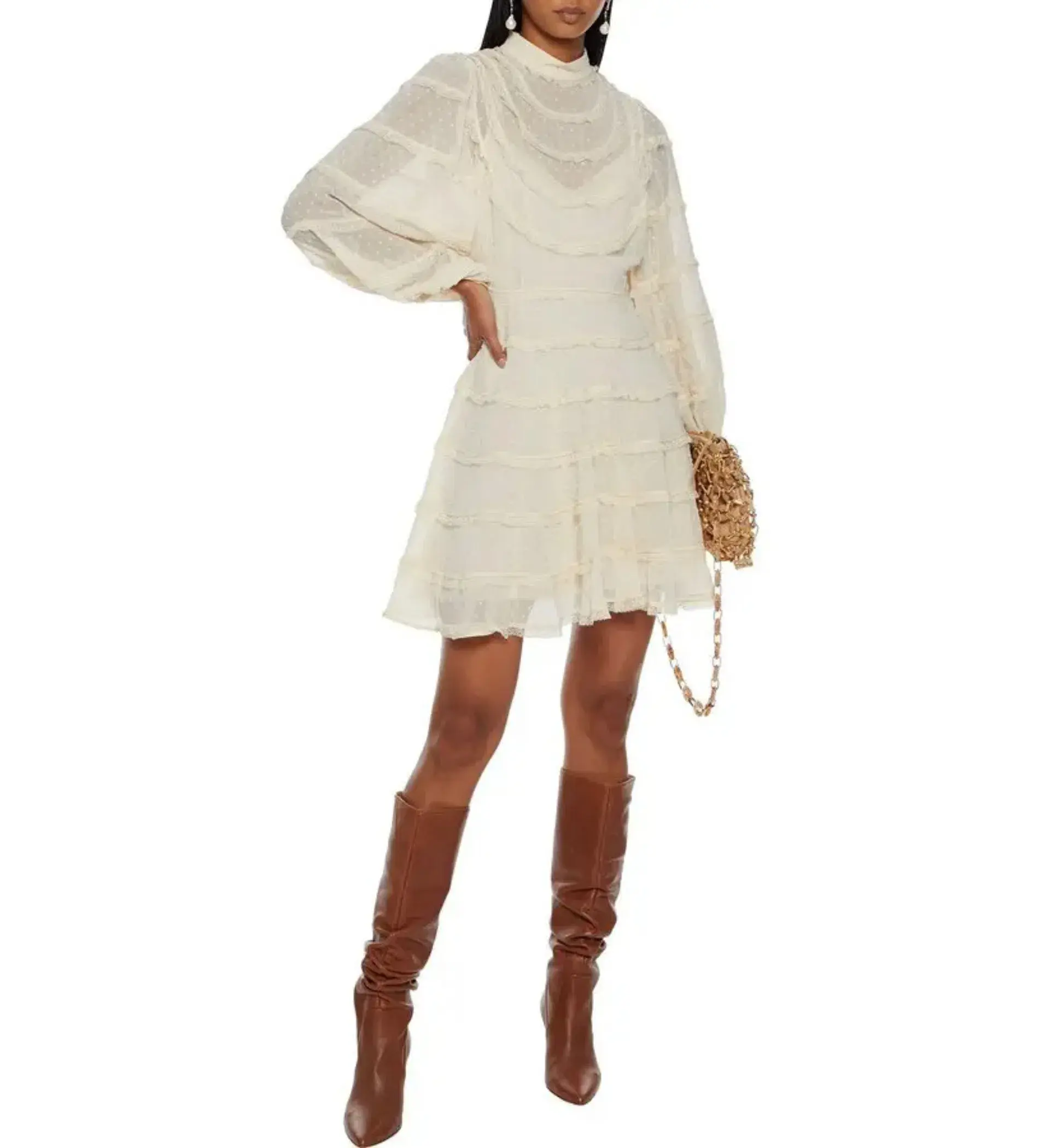 Zimmermann Ladybeetle Spliced Mini Dress Ivory Size 0 AU 8 - Image 1