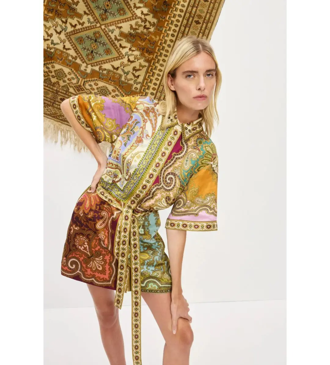 Alemais Clemenza Spliced Mini Dress Multi Print Size AU 16 for rent on The Volte - main image