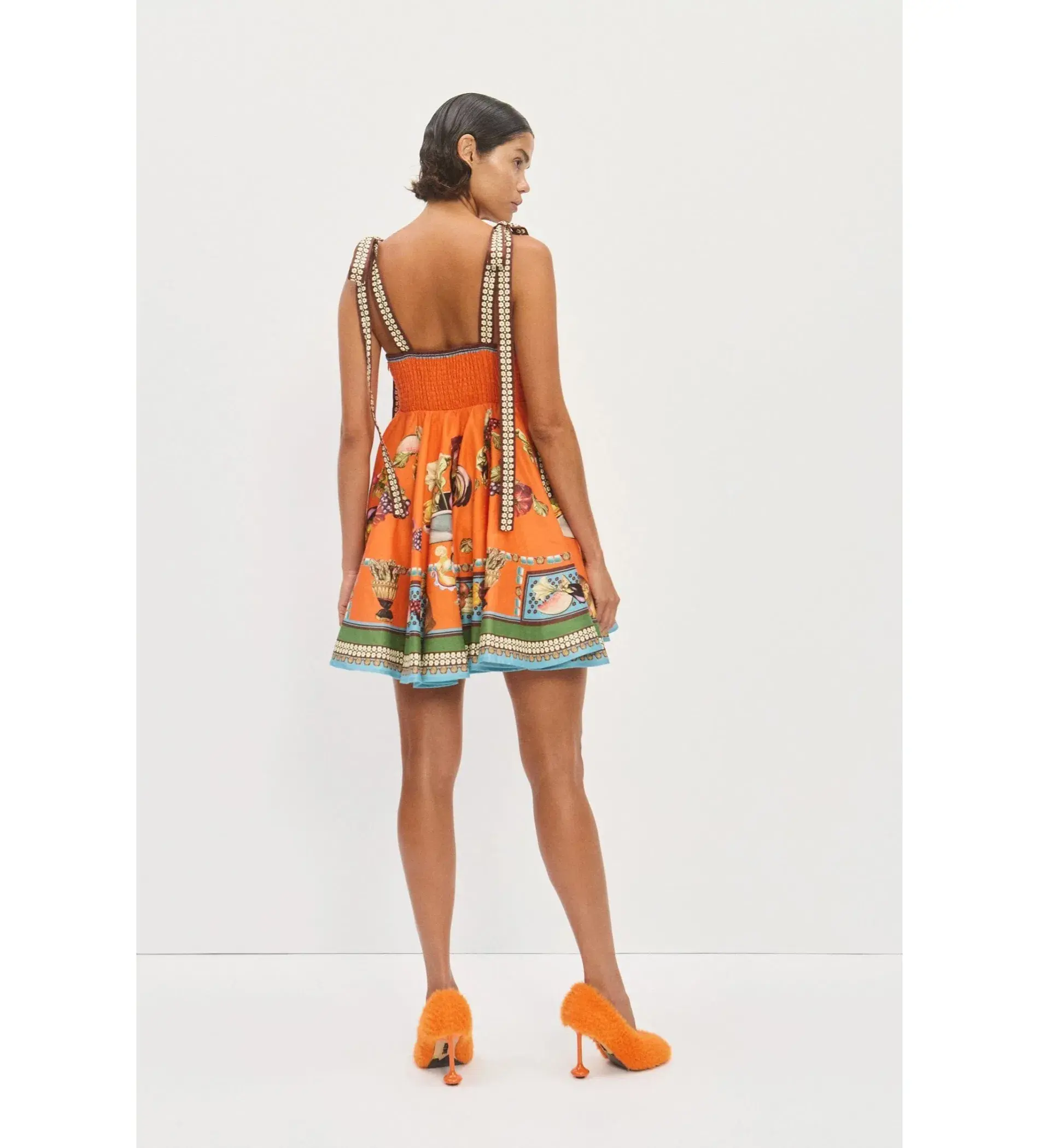 Alemais Rocco Mini Sundress Orange Print Size AU 16 - Image 3