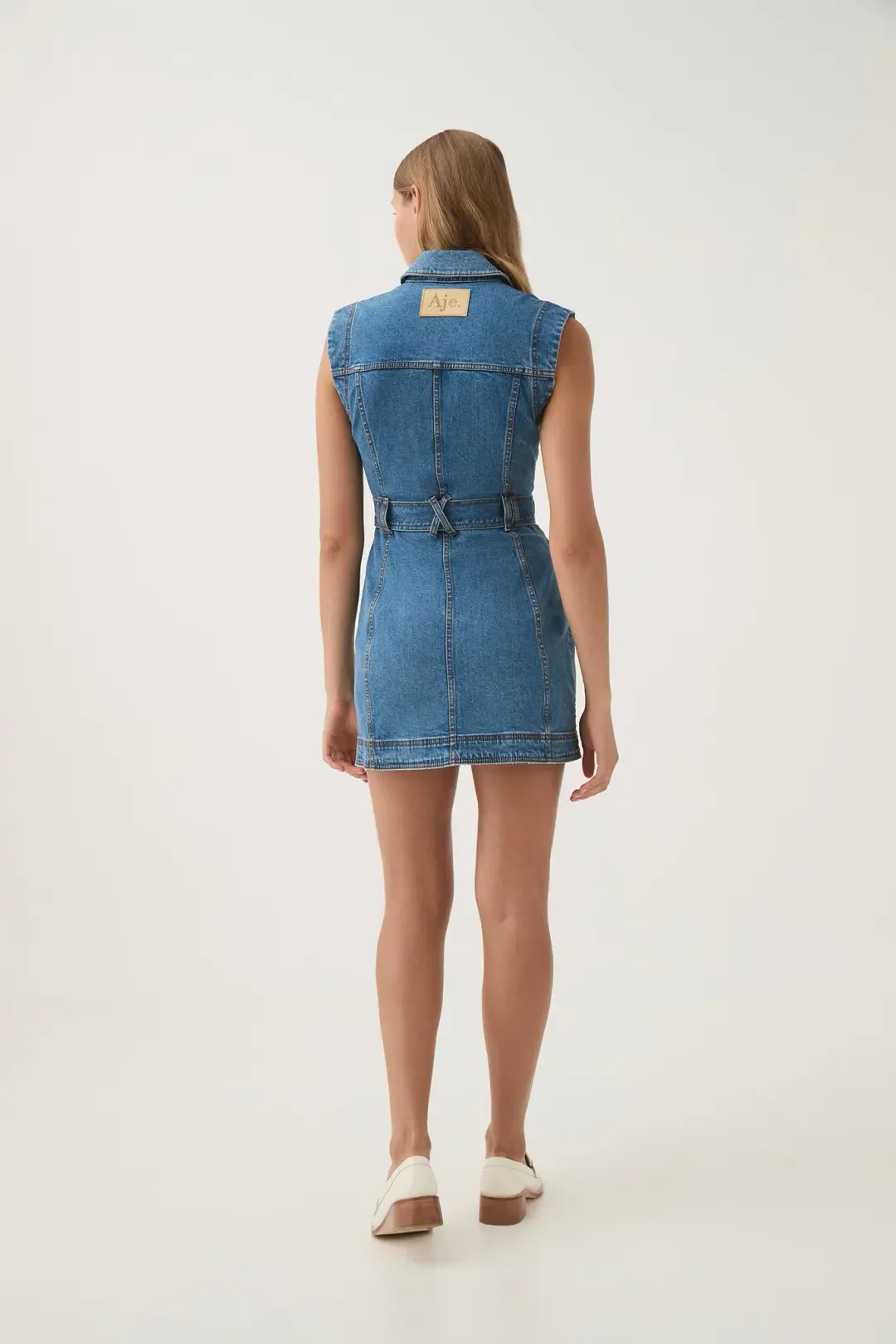 Aje Darcie Denim Mini Dress Size 6 for rent on The Volte - main image