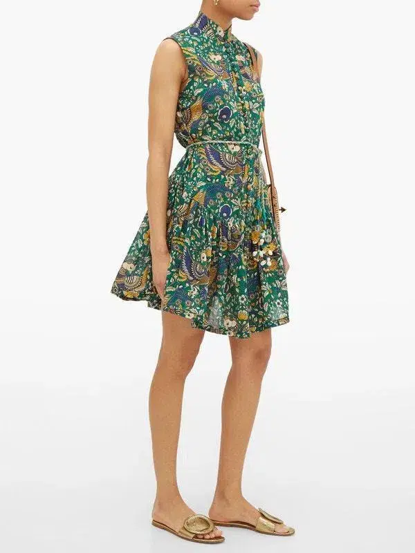 Zimmermann Edie Drop Waist Mini Dress Green Size AU 8 - Image 3