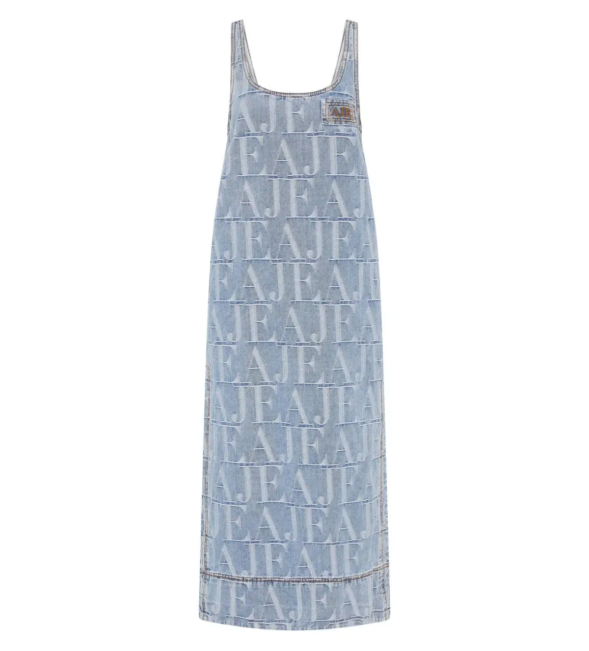 Aje Nostalgia Denim Midi Dress Coastal Logo Wash Size AU 12 - Image 5