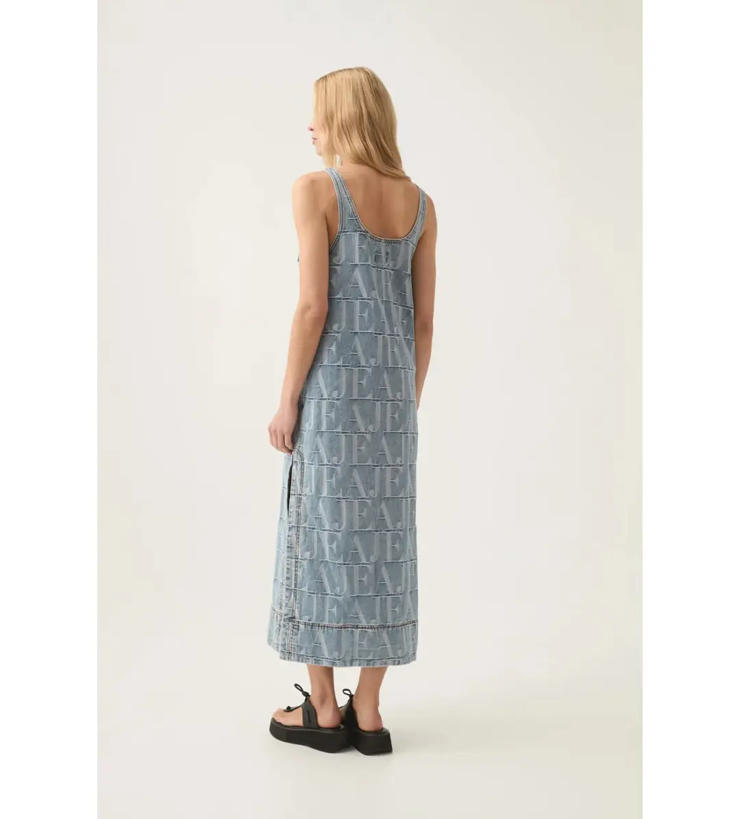 Aje Nostalgia Denim Midi Dress Coastal Logo Wash Size AU 12 for rent on The Volte - main image
