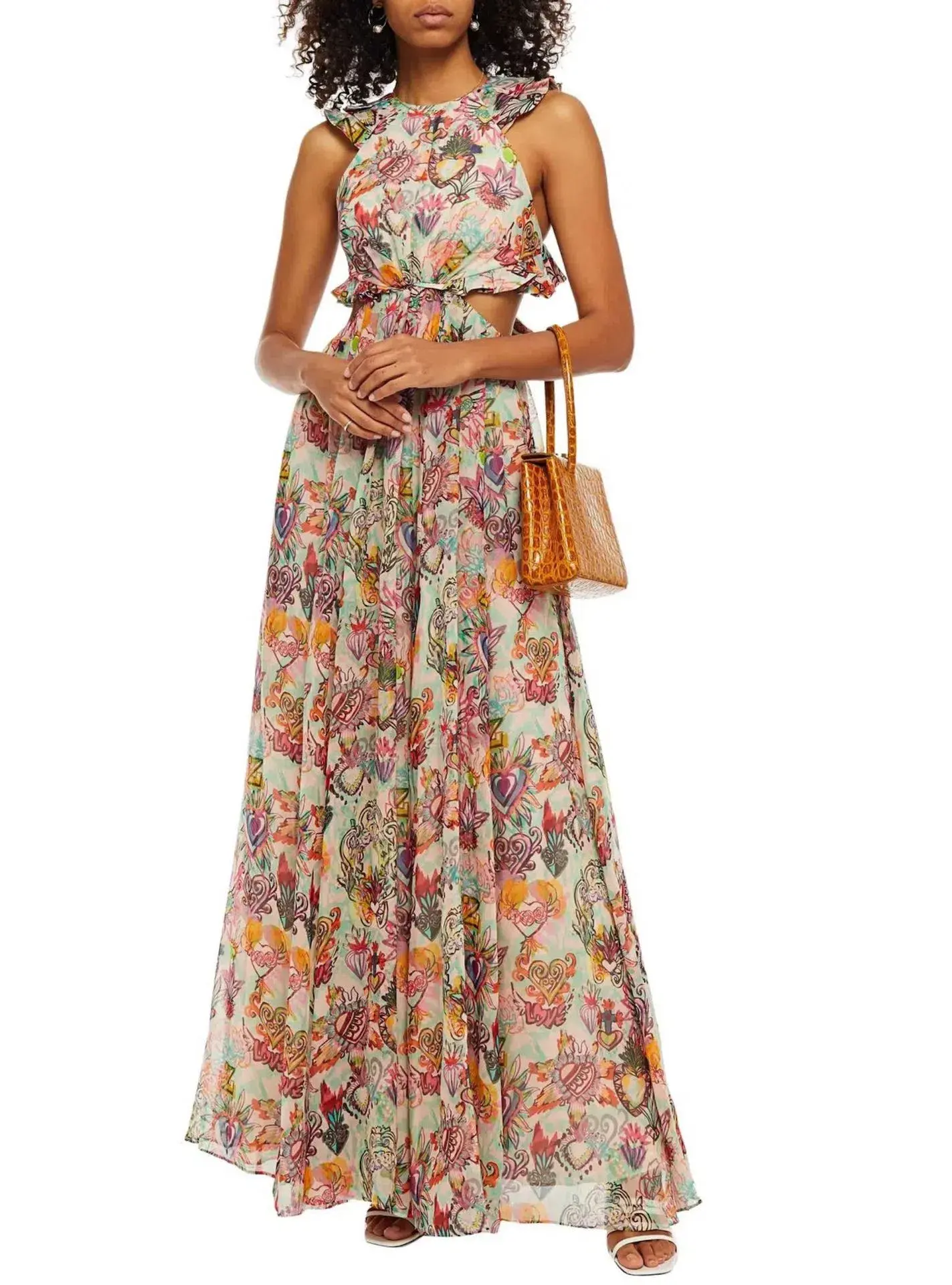 Zimmermann The Lovestruck Ruffle Maxi Dress in Flaming Hearts Print Size 1 / AU 10 - Image 3