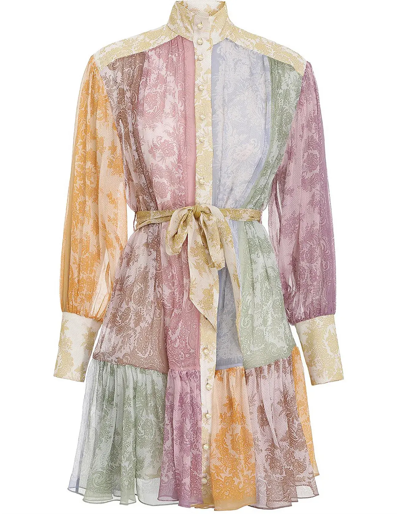 Zimmermann Dancer Lantern Mini Dress Spliced Lace Print AU 10 - Image 4