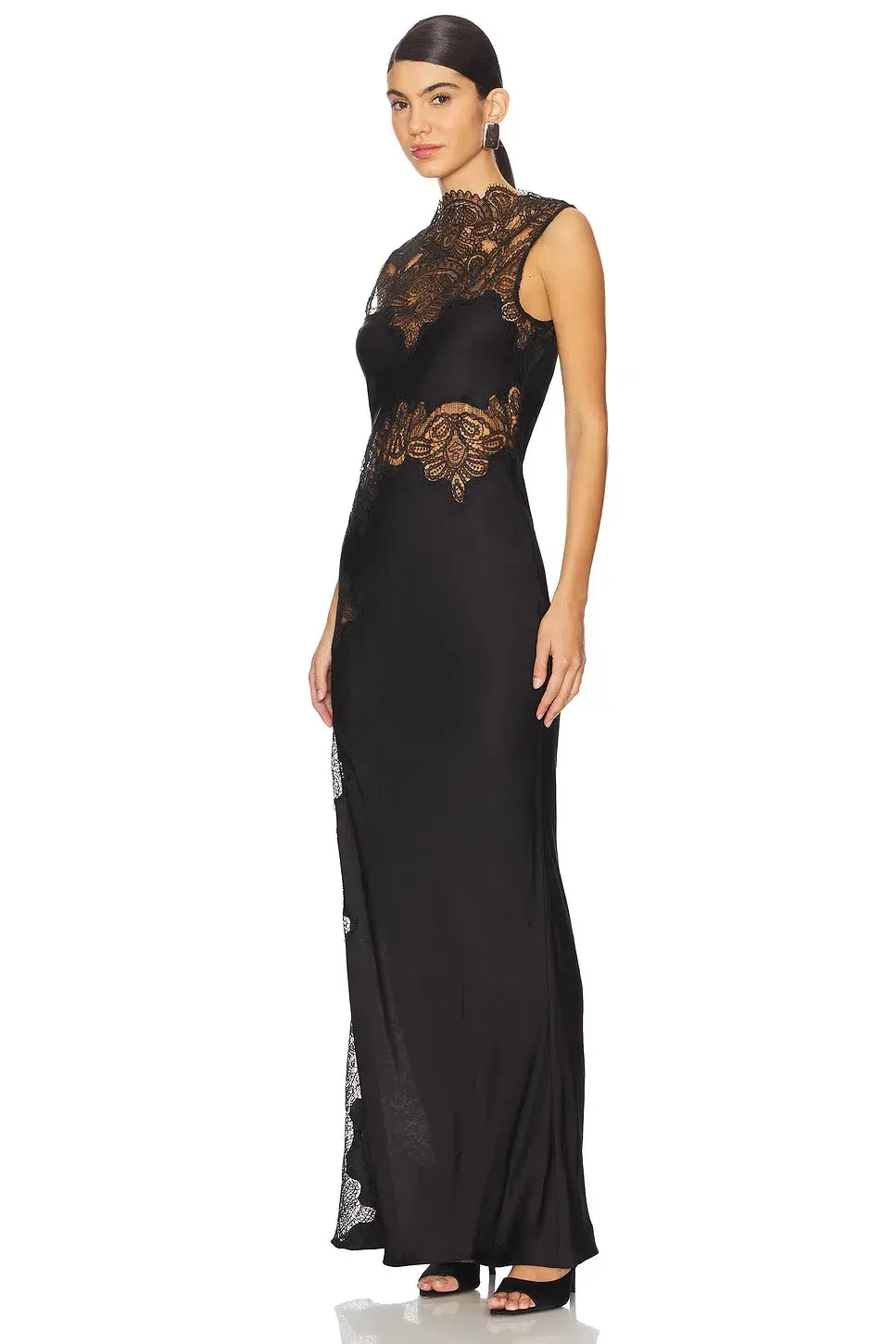 Shona Joy Jamila Lace High Neck Maxi Dress Black Size AU 12 - Image 3
