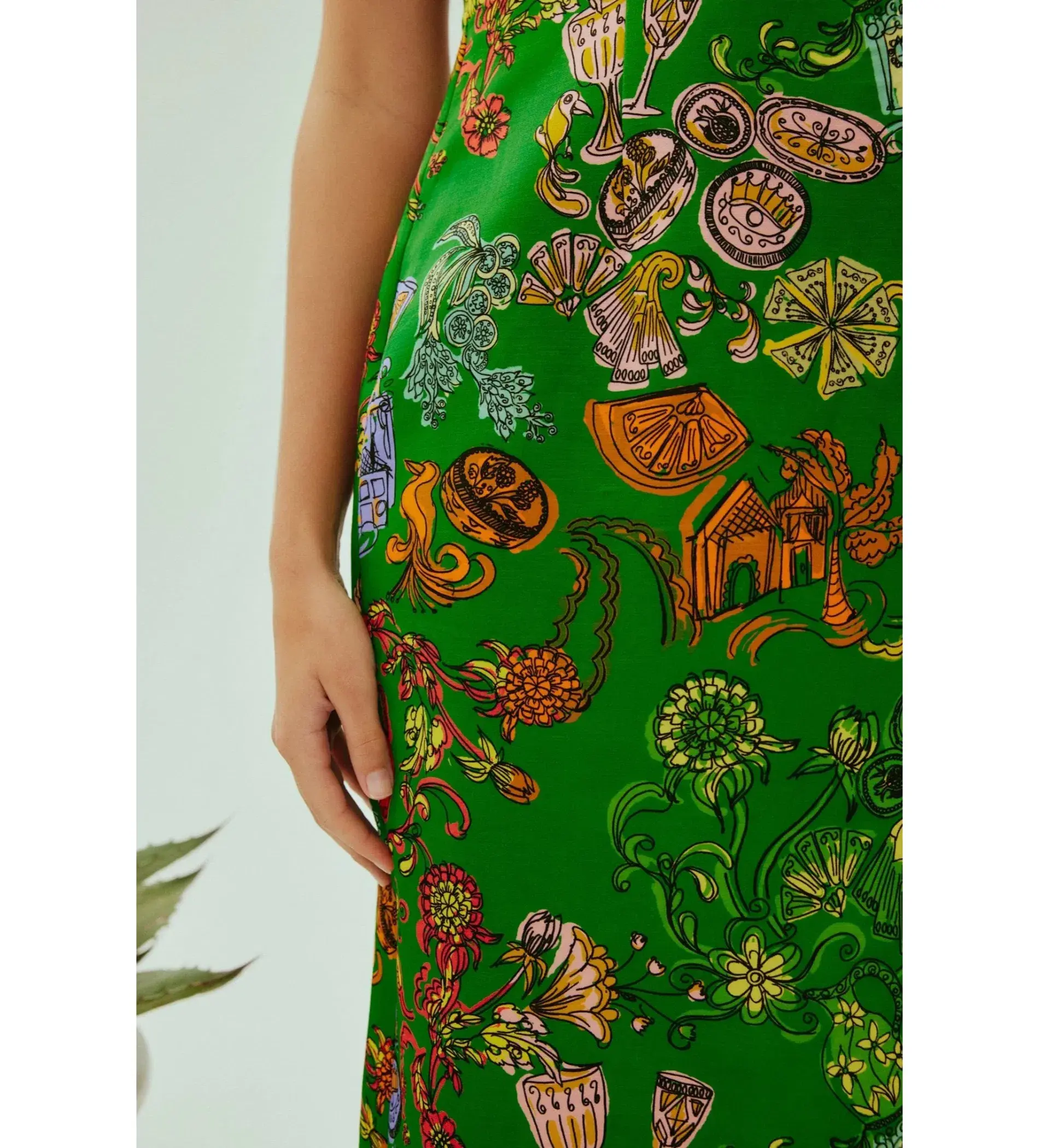 Alemais Fiesta Bodice Midi Dress Green Print Size AU 16 - Image 4