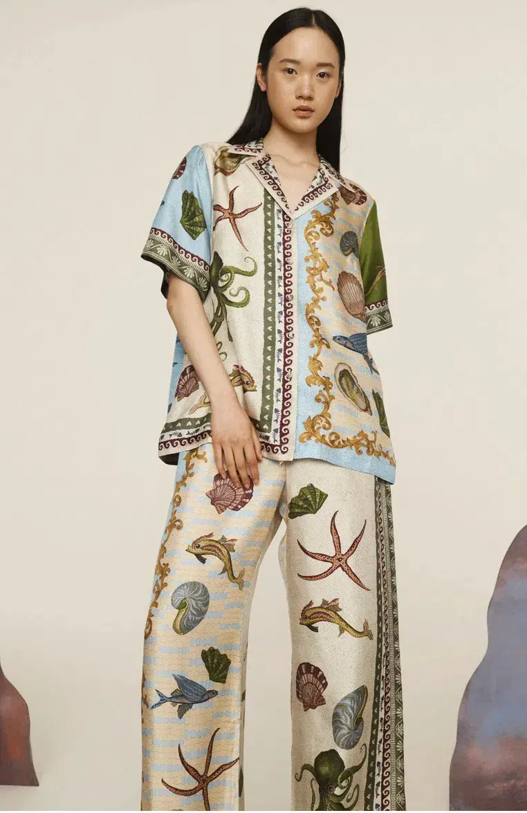 Alemais Bath House Silk Shirt and Pant Set Muliti Size 16 - Image 2