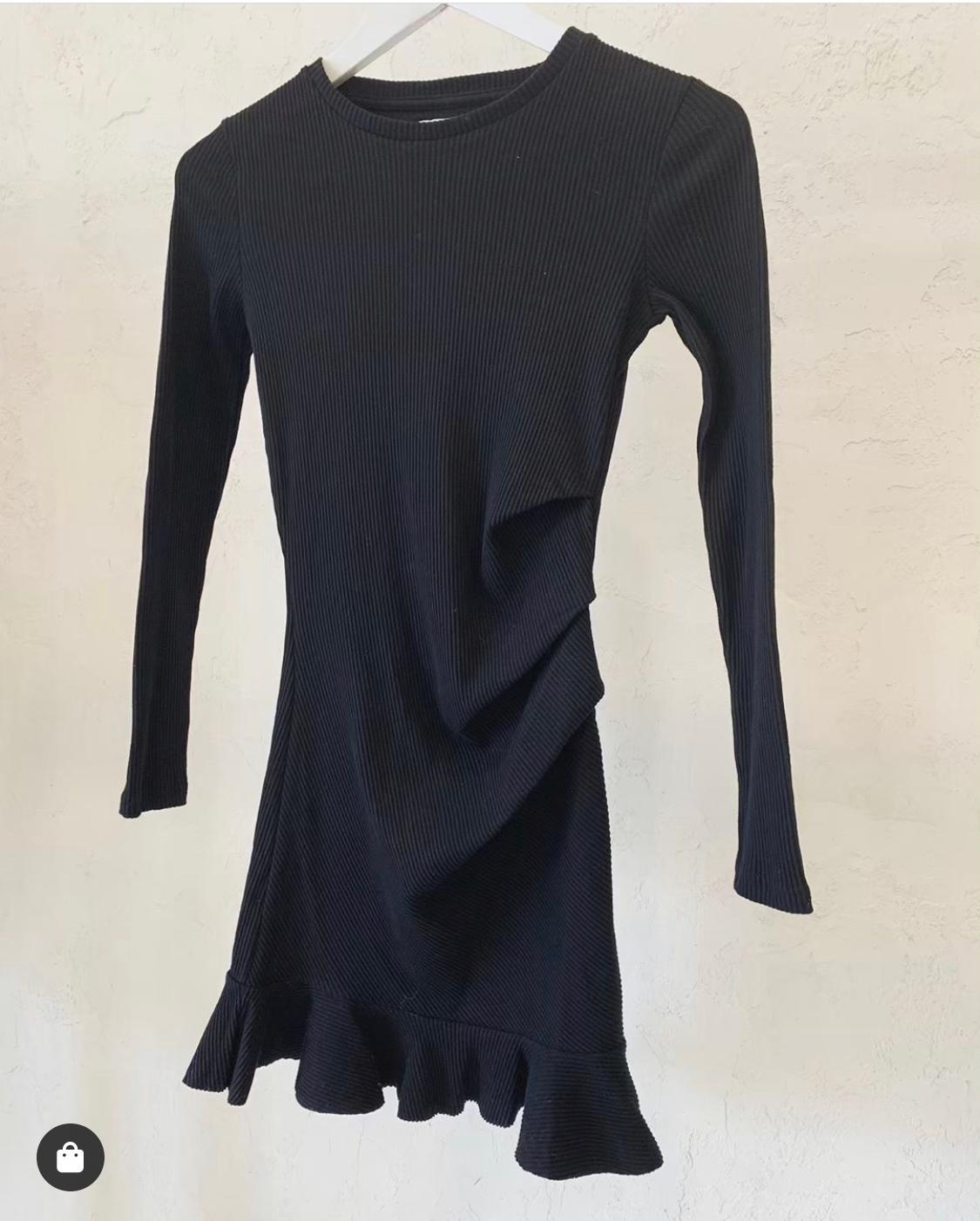 By Nicola Belle Frill Mini Dress Black Size 8 - Image 3