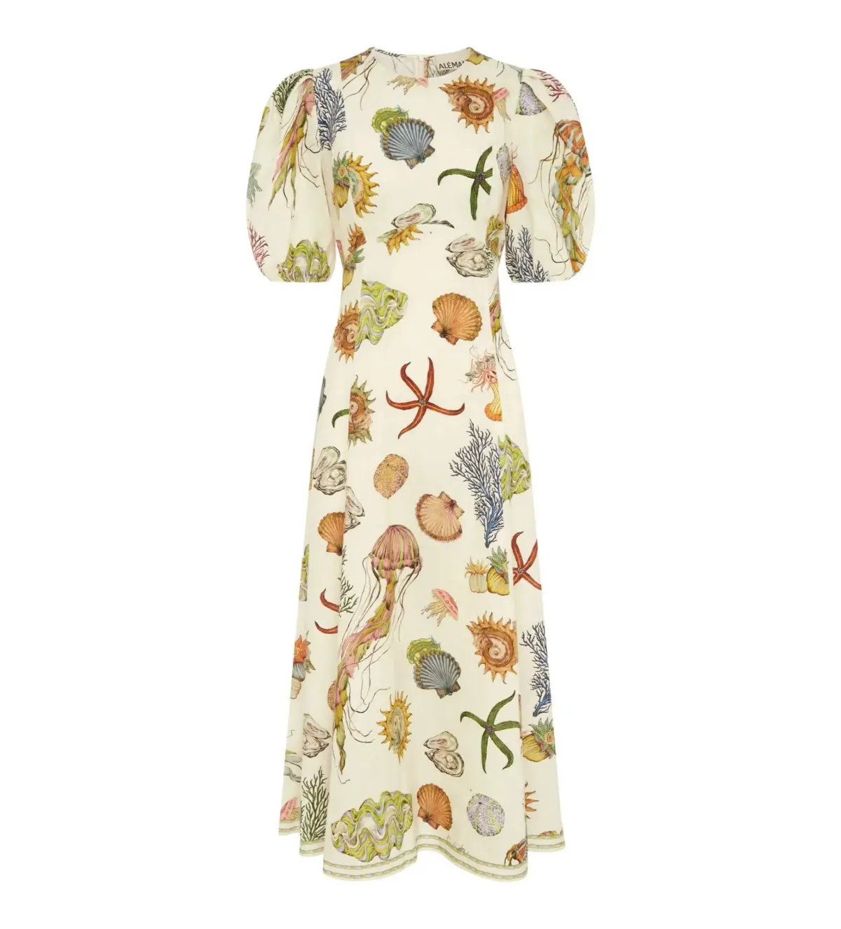 Alemais Sea Midi Dress Cream Print Size AU 16 - Image 5
