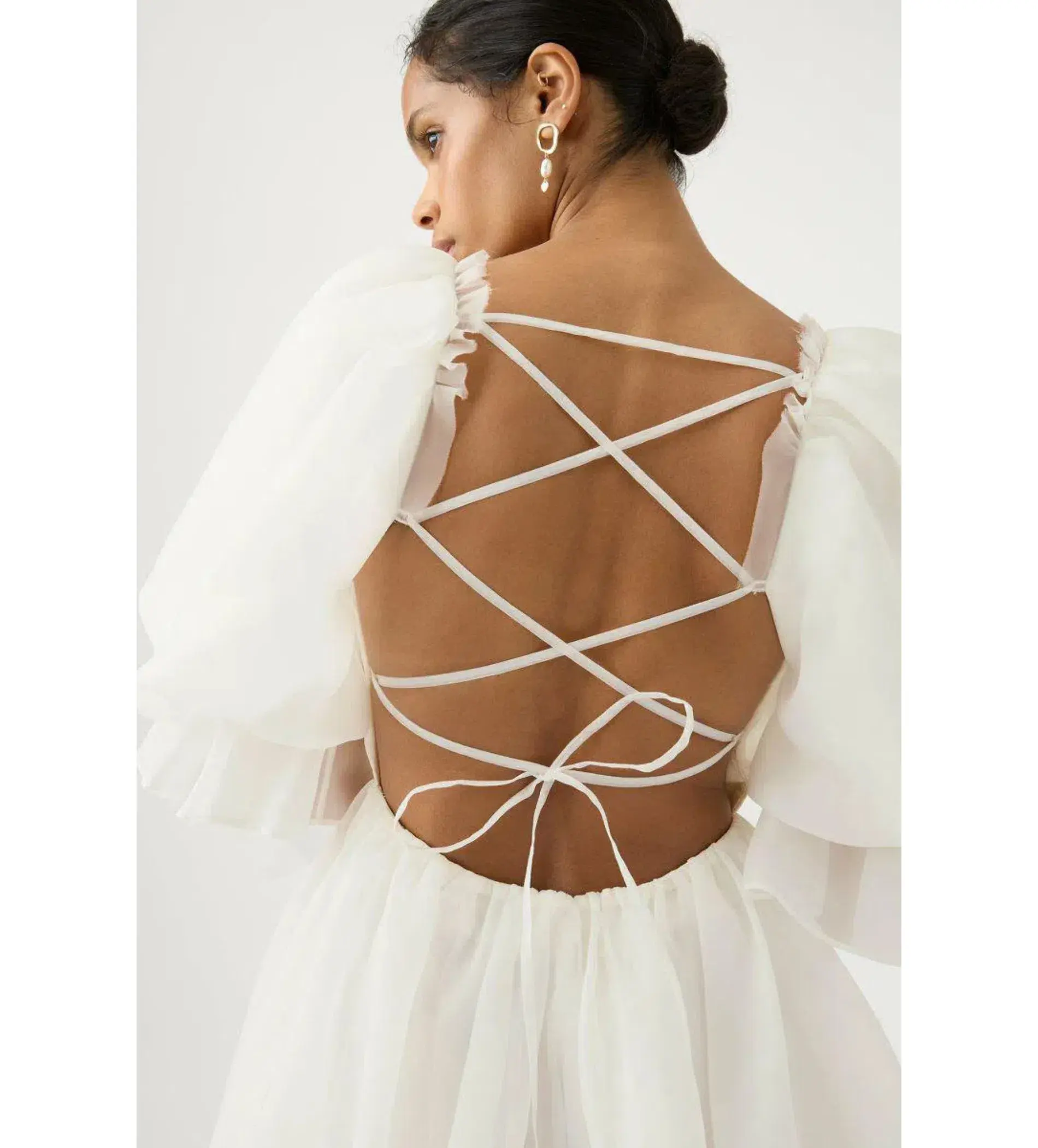 AJE Astrid Tie Back Mini Dress Ivory White Size AU 6 - Image 5