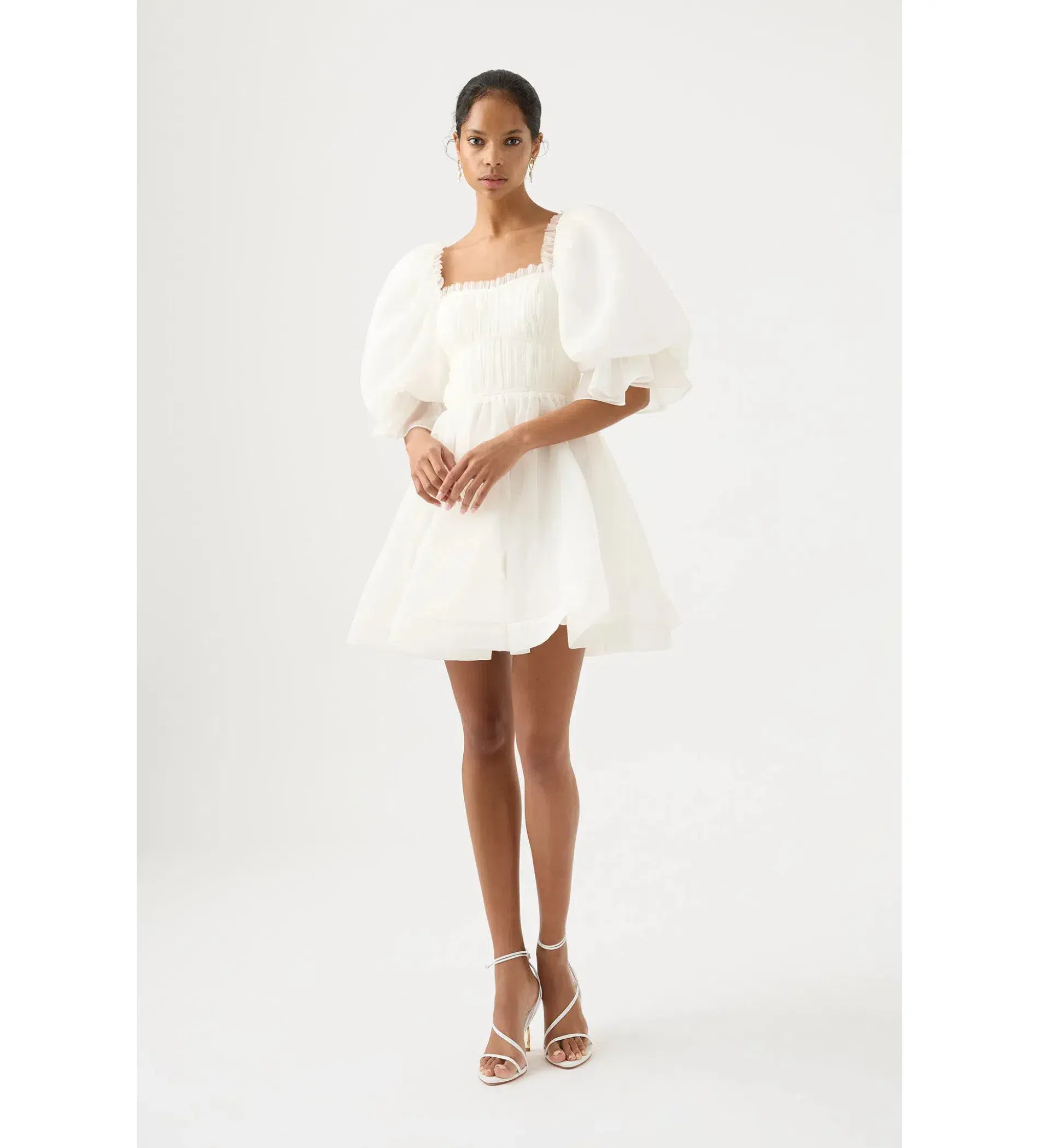 AJE Astrid Tie Back Mini Dress Ivory White Size AU 6 - Image 2