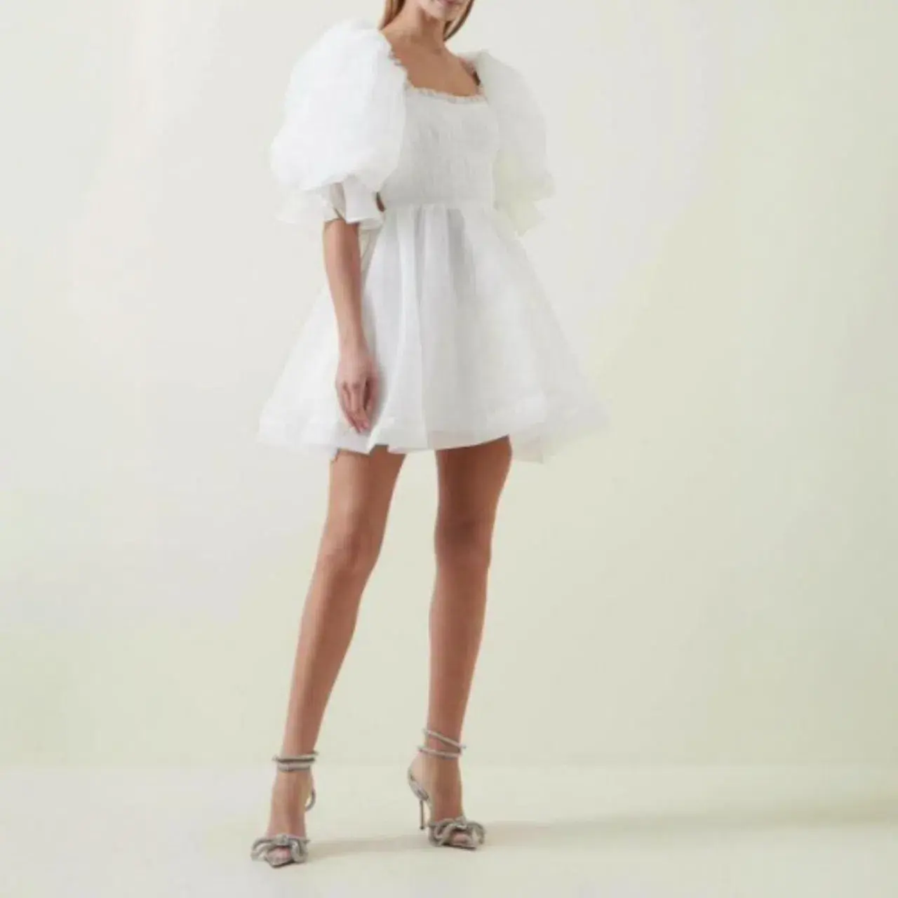 AJE Astrid Tie Back Mini Dress Ivory White Size AU 6 - Image 3