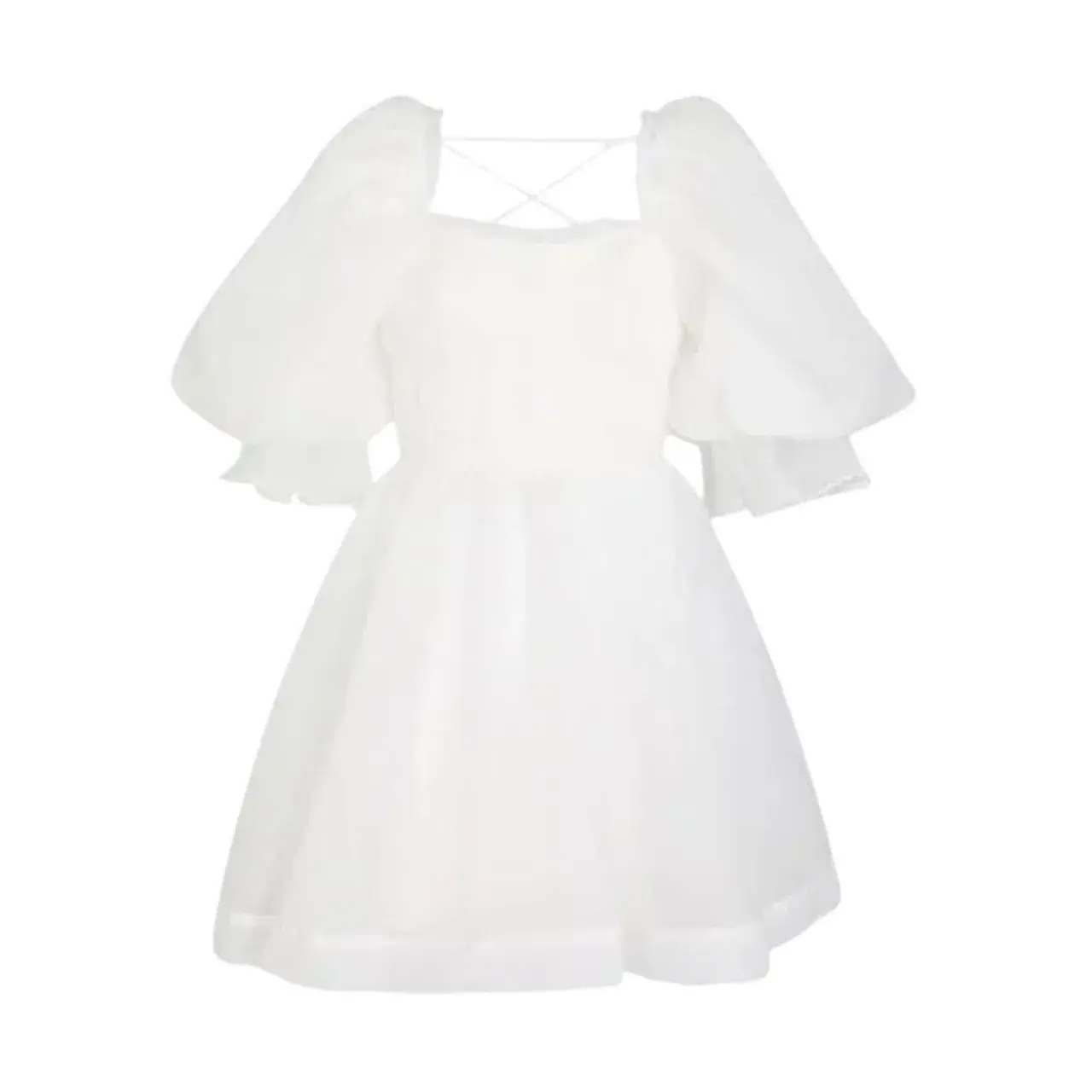AJE Astrid Tie Back Mini Dress Ivory White Size AU 6 - Image 6