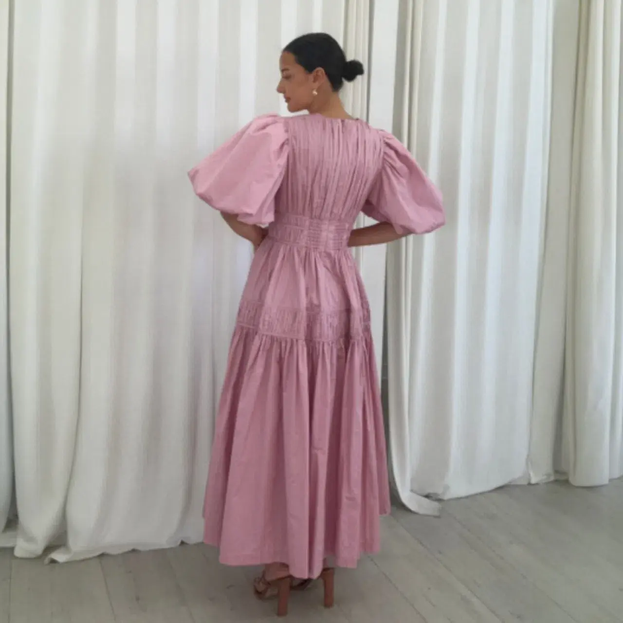 AJE Falling Water Midi Dress Chalk Pink Size AU 10 - Image 5