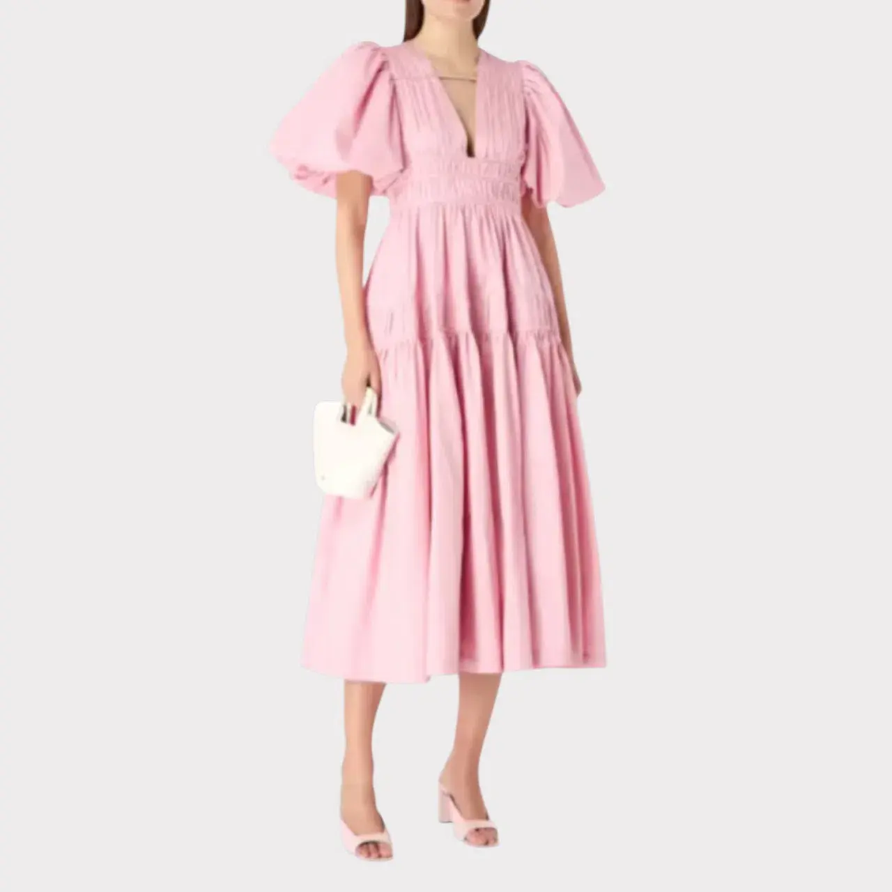 AJE Falling Water Midi Dress Chalk Pink Size AU 10 - Image 1