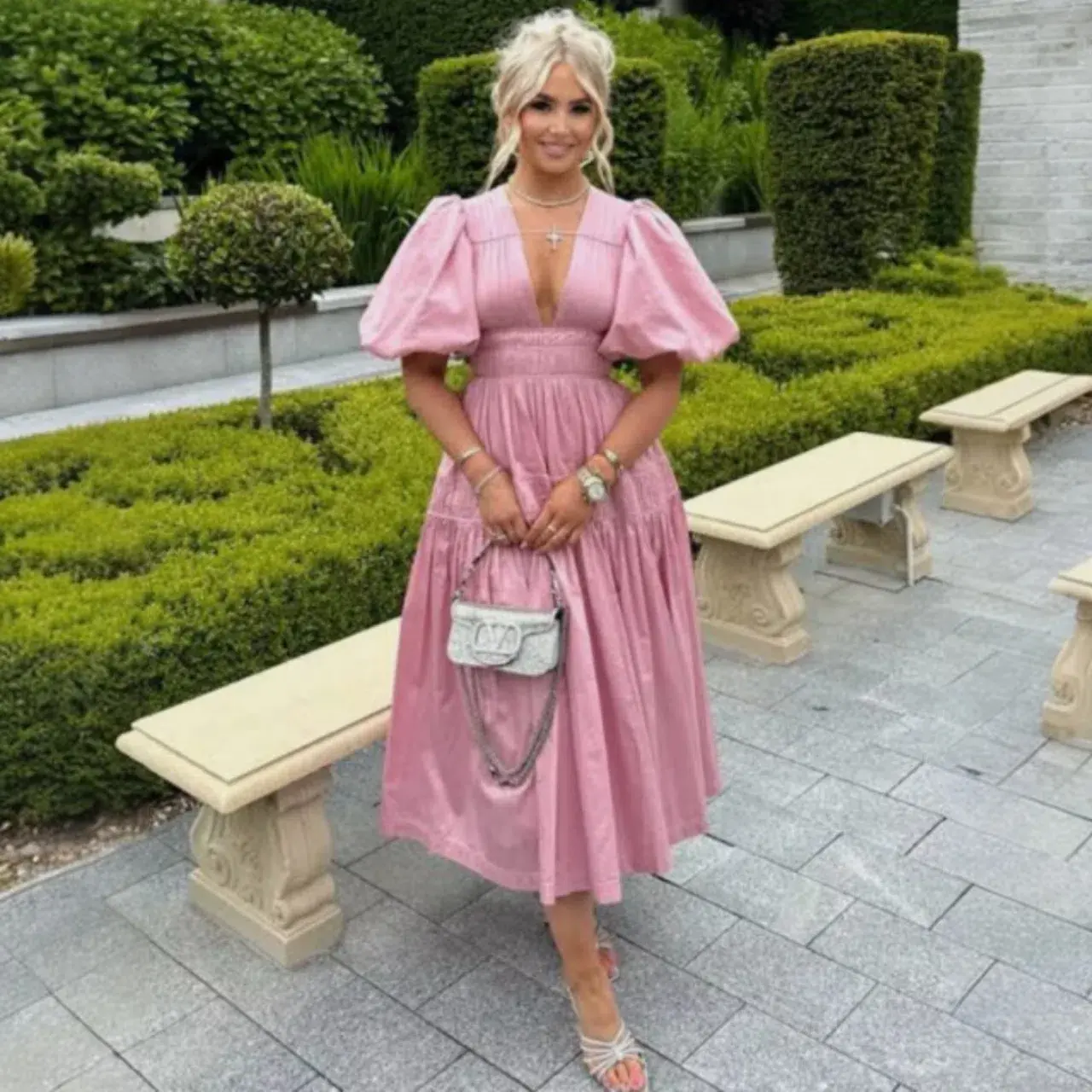 AJE Falling Water Midi Dress Chalk Pink Size AU 10 - Image 2