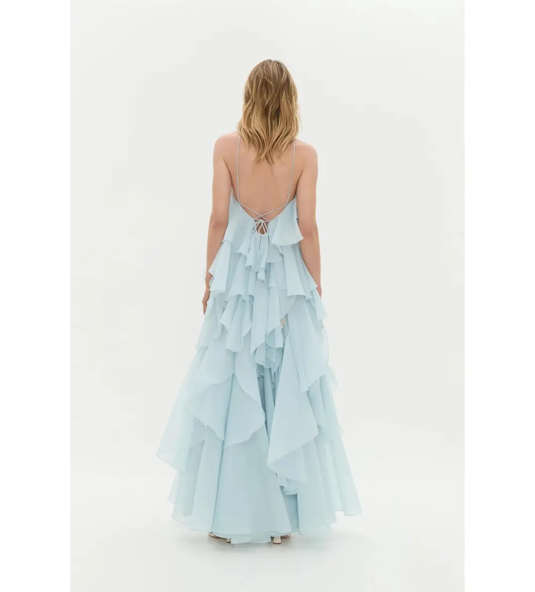 Aje Pandorea Layered Maxi Dress Silver Blue Size AU 10 for rent on The Volte - main image