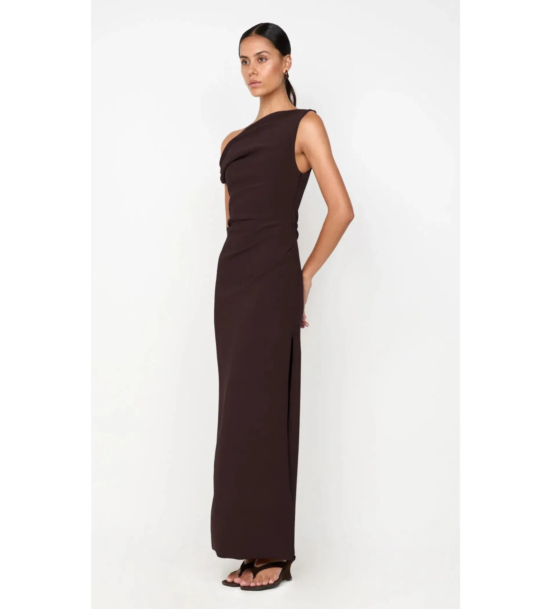 Bec & Bridge Leora Asym Maxi Dress Dark Chocolate Size AU 10 - Image 2