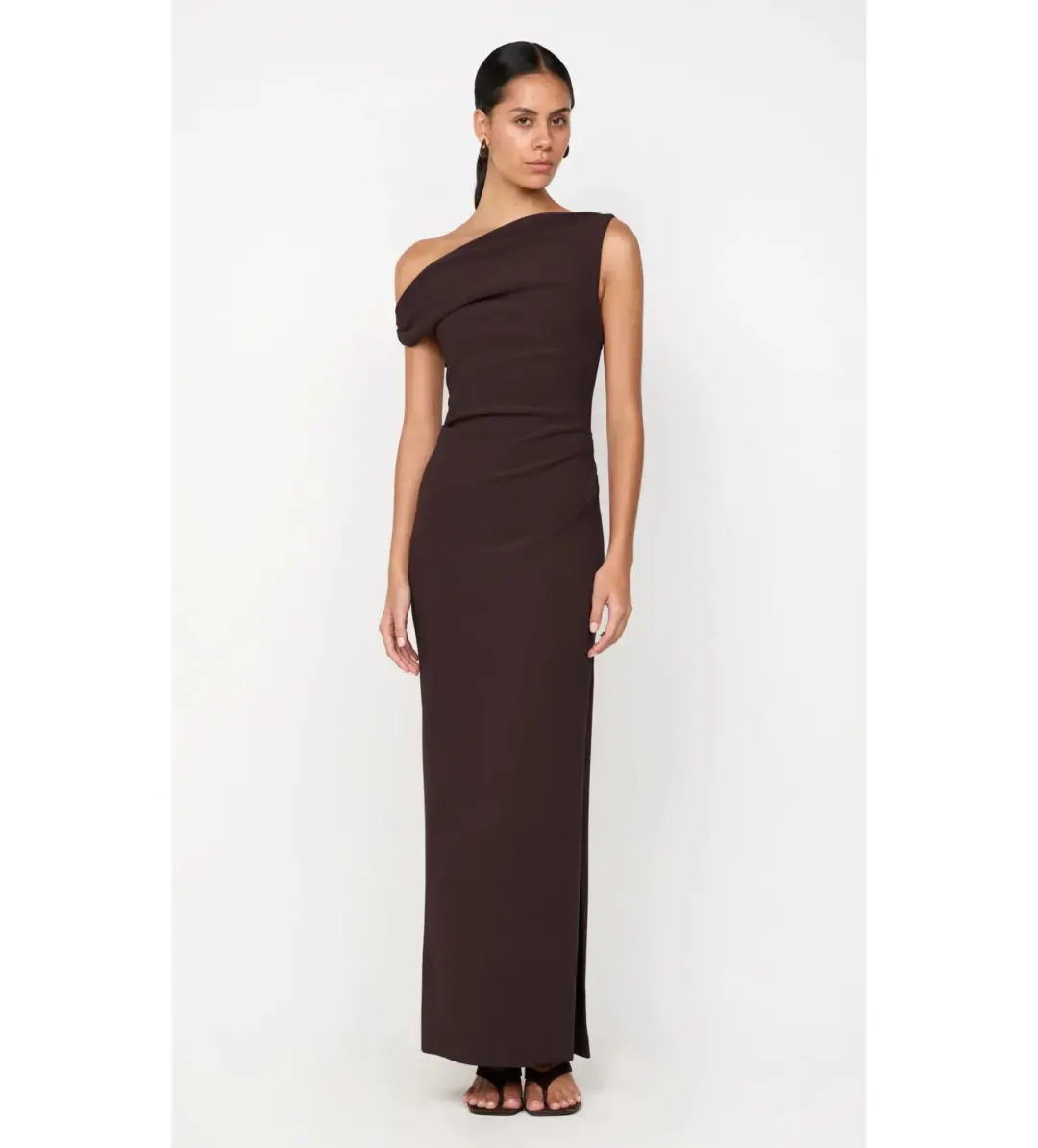 Bec & Bridge Leora Asym Maxi Dress Dark Chocolate Size AU 10 for rent on The Volte - main image