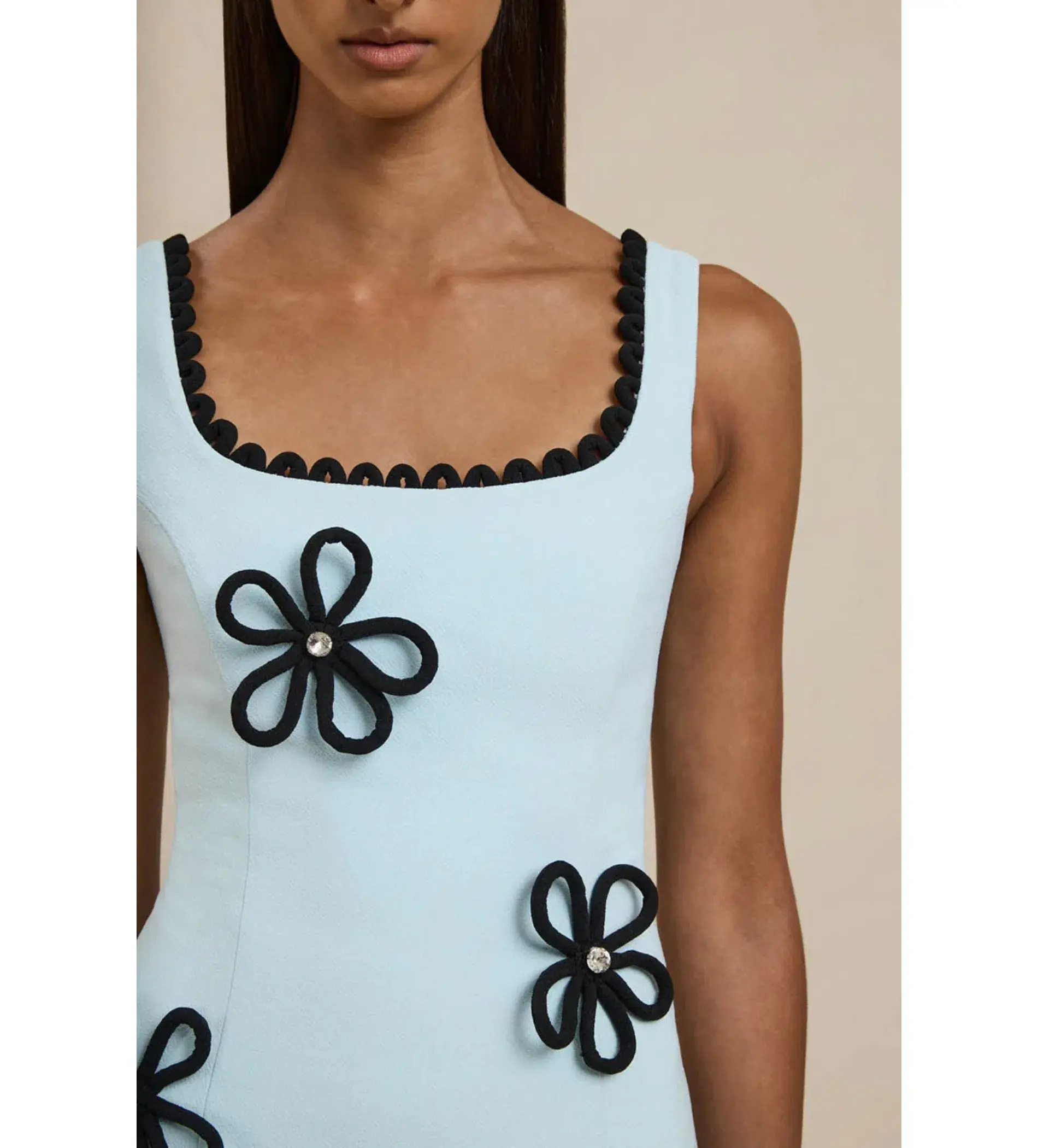 By Johnny Flower Form Mini Dress Black Blue Size AU 12 - Image 4