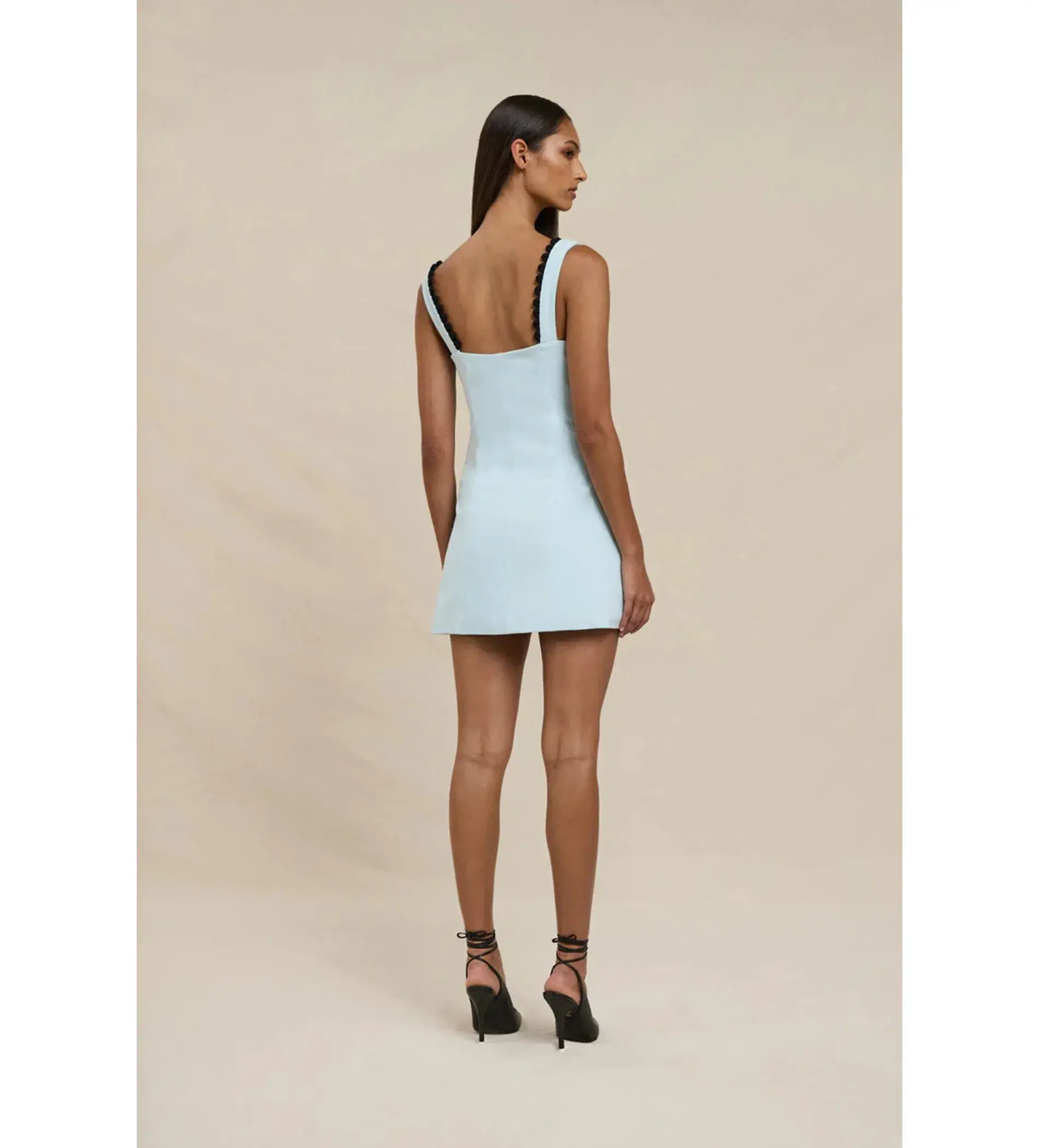 By Johnny Flower Form Mini Dress Black Blue Size AU 12 - Image 3