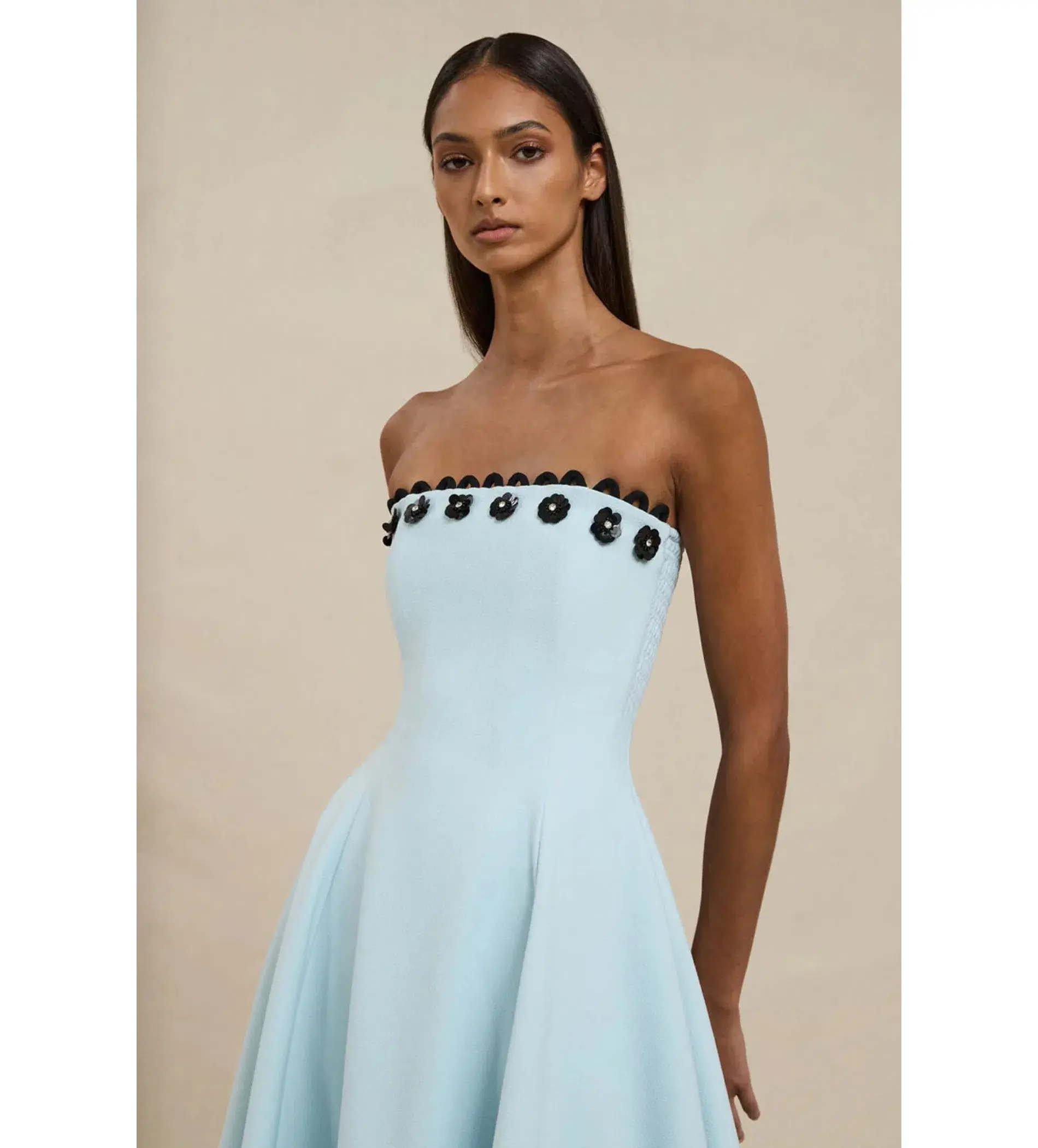 By Johnny Oceana Strapless Midi Dress Black Blue Size AU 6 - Image 5