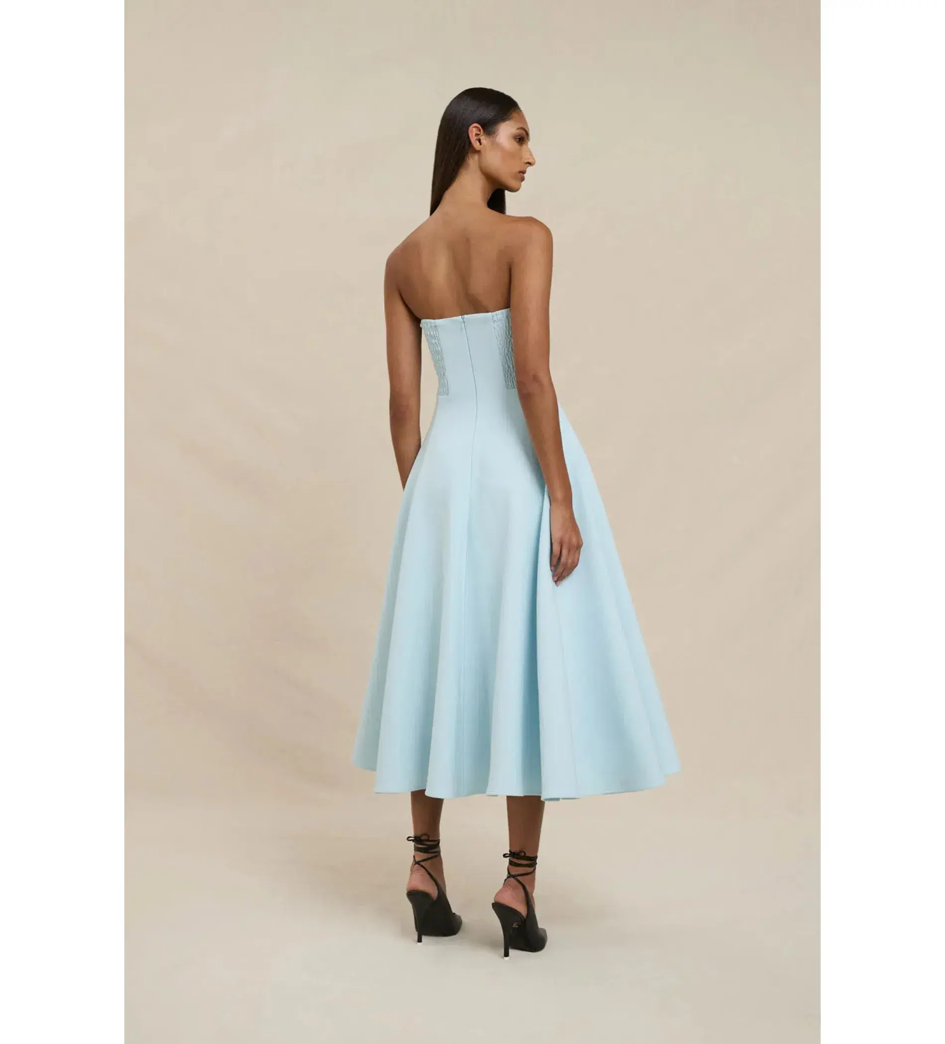 By Johnny Oceana Strapless Midi Dress Black Blue Size AU 6 - Image 4