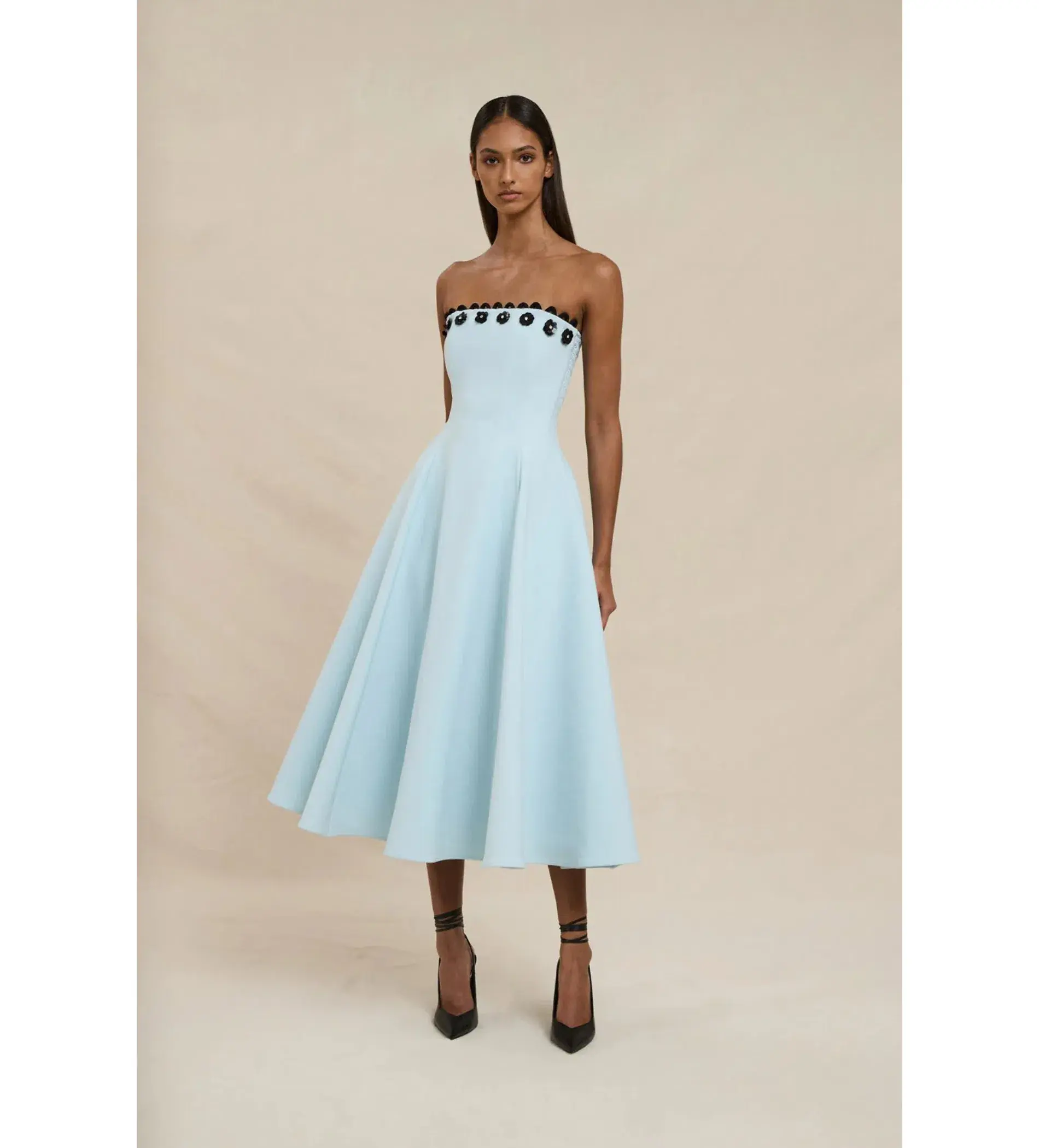 By Johnny Oceana Strapless Midi Dress Black Blue Size AU 6 - Image 2