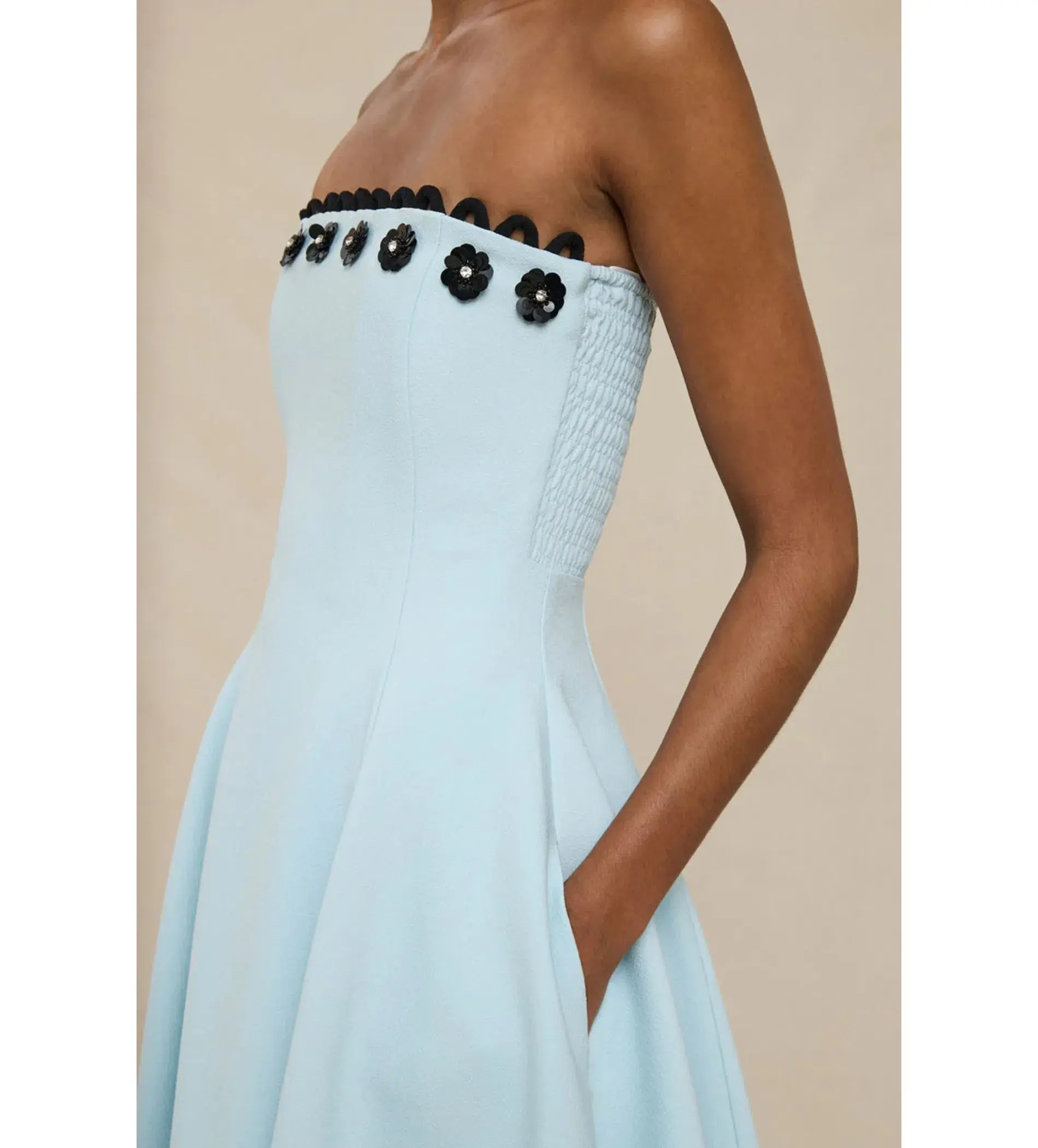 By Johnny Oceana Strapless Midi Dress Black Blue Size AU 6 - Image 3