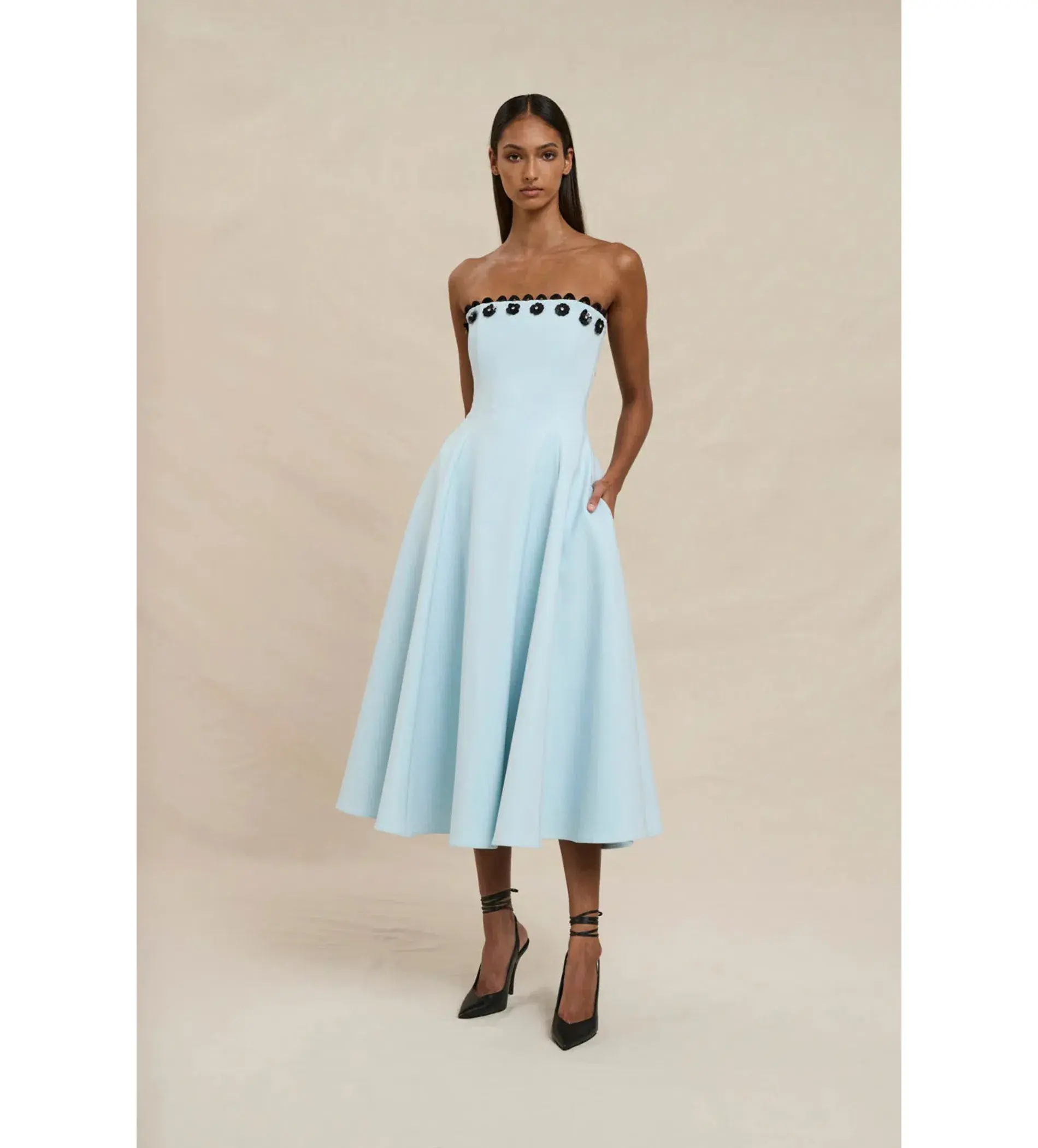 By Johnny Oceana Strapless Midi Dress Black Blue Size AU 6 - Image 1