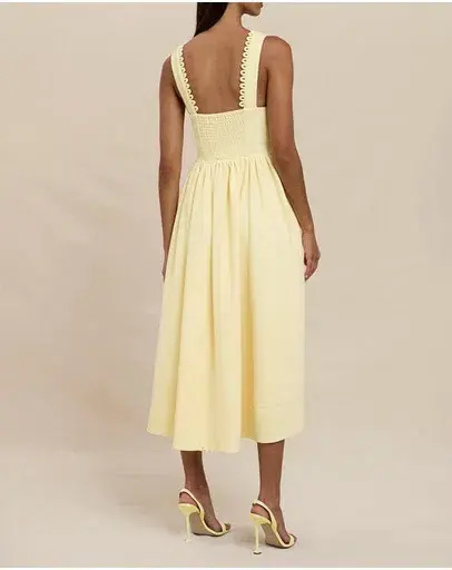 By Johnny Nova Scallop" Midi Dress Yellow Size 6 - Image 3