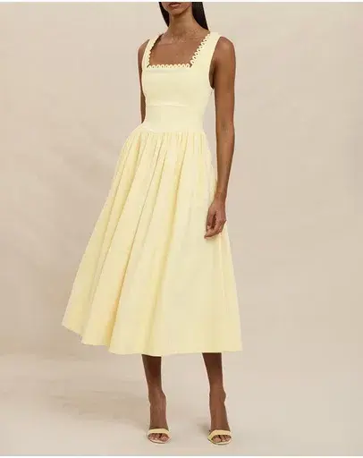 By Johnny Nova Scallop" Midi Dress Yellow Size 6 - Image 1