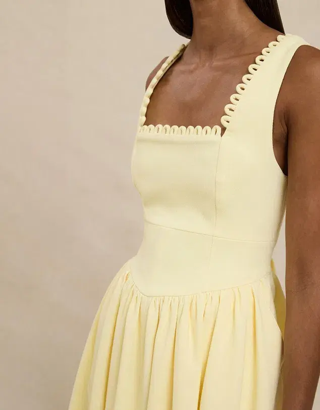 By Johnny Nova Scallop Midi Dress Yellow Size 8 - Image 3