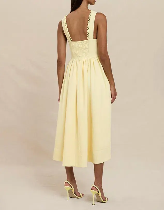 By Johnny Nova Scallop Midi Dress Yellow Size 8 - Image 2