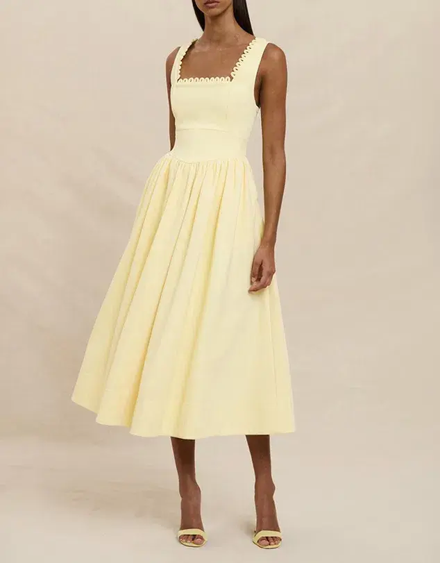 By Johnny Nova Scallop Midi Dress Yellow Size 8 - Image 1