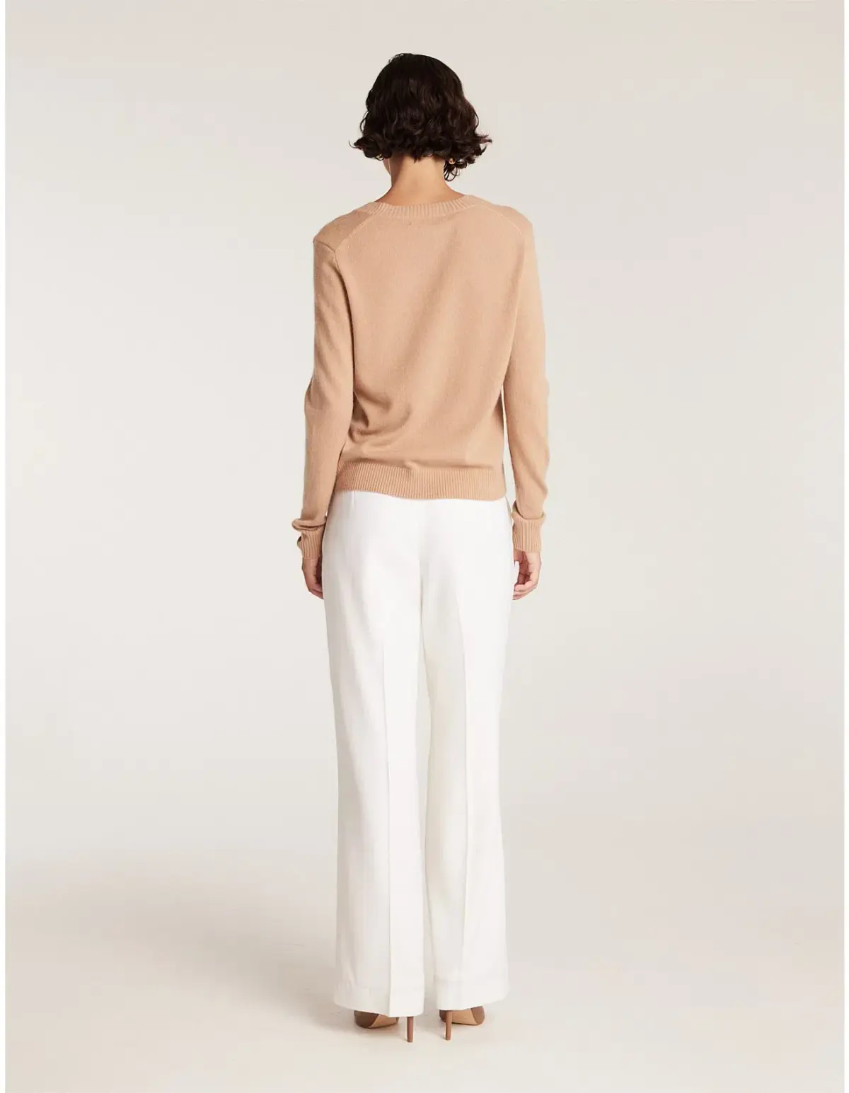 Perri Cutten Cashwool V Neck Jumper Chestnut Size 16/L - Image 3