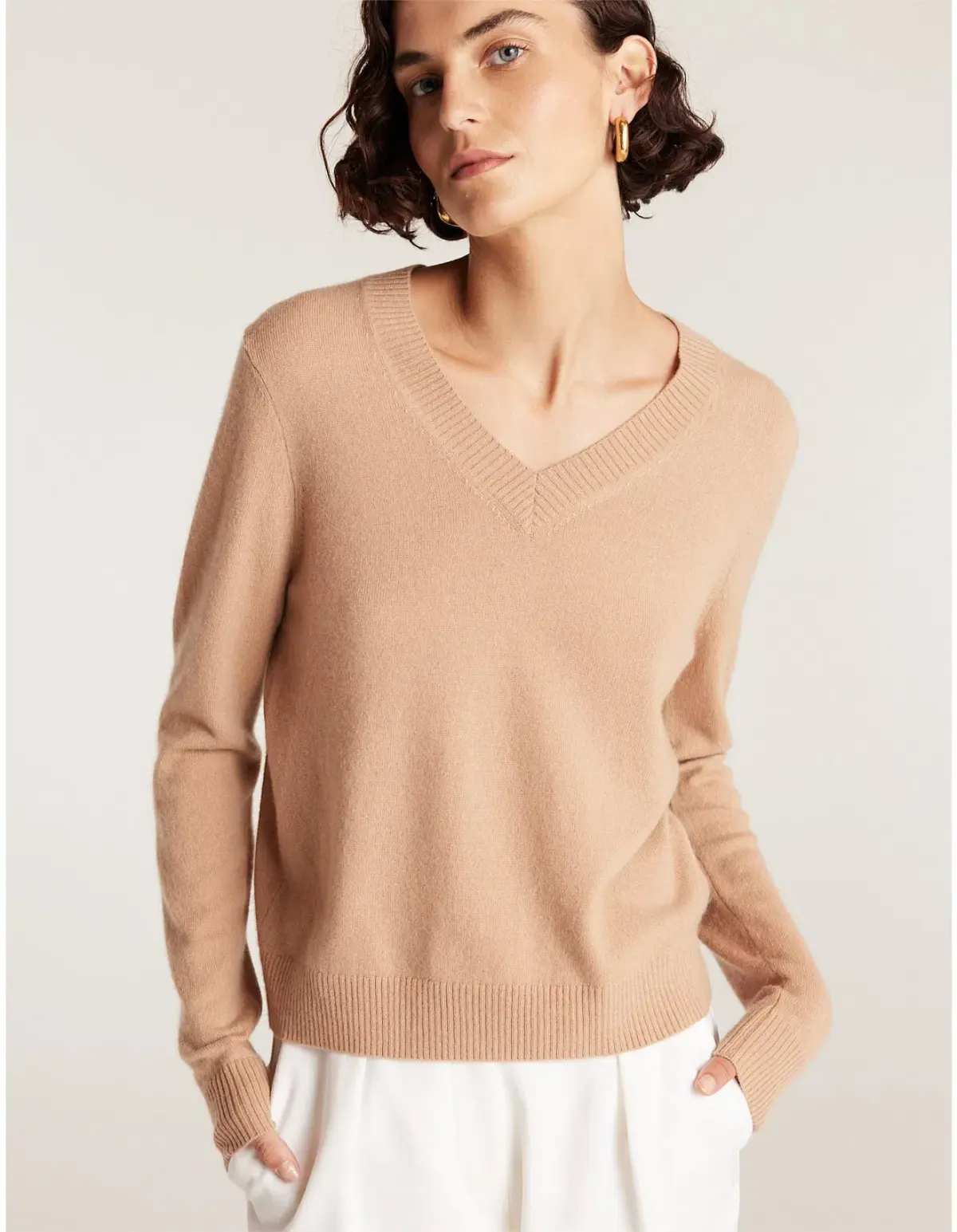 Perri Cutten Cashwool V Neck Jumper Chestnut Size 16/L - Image 5
