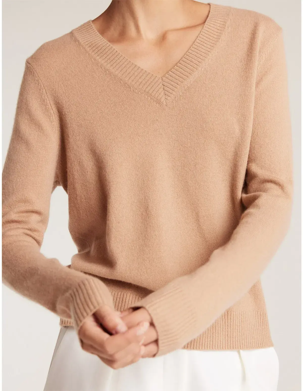 Perri Cutten Cashwool V Neck Jumper Chestnut Size 16/L - Image 6