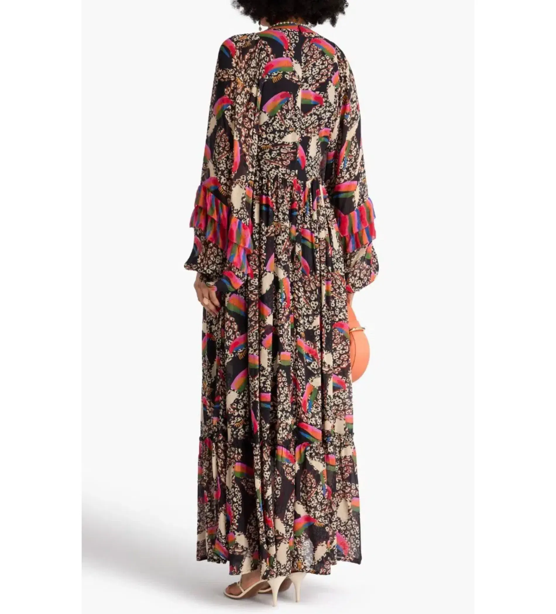 Farm Rio Georgette Printed Leopard Toucans Maxi Dress Size 16 - Image 3