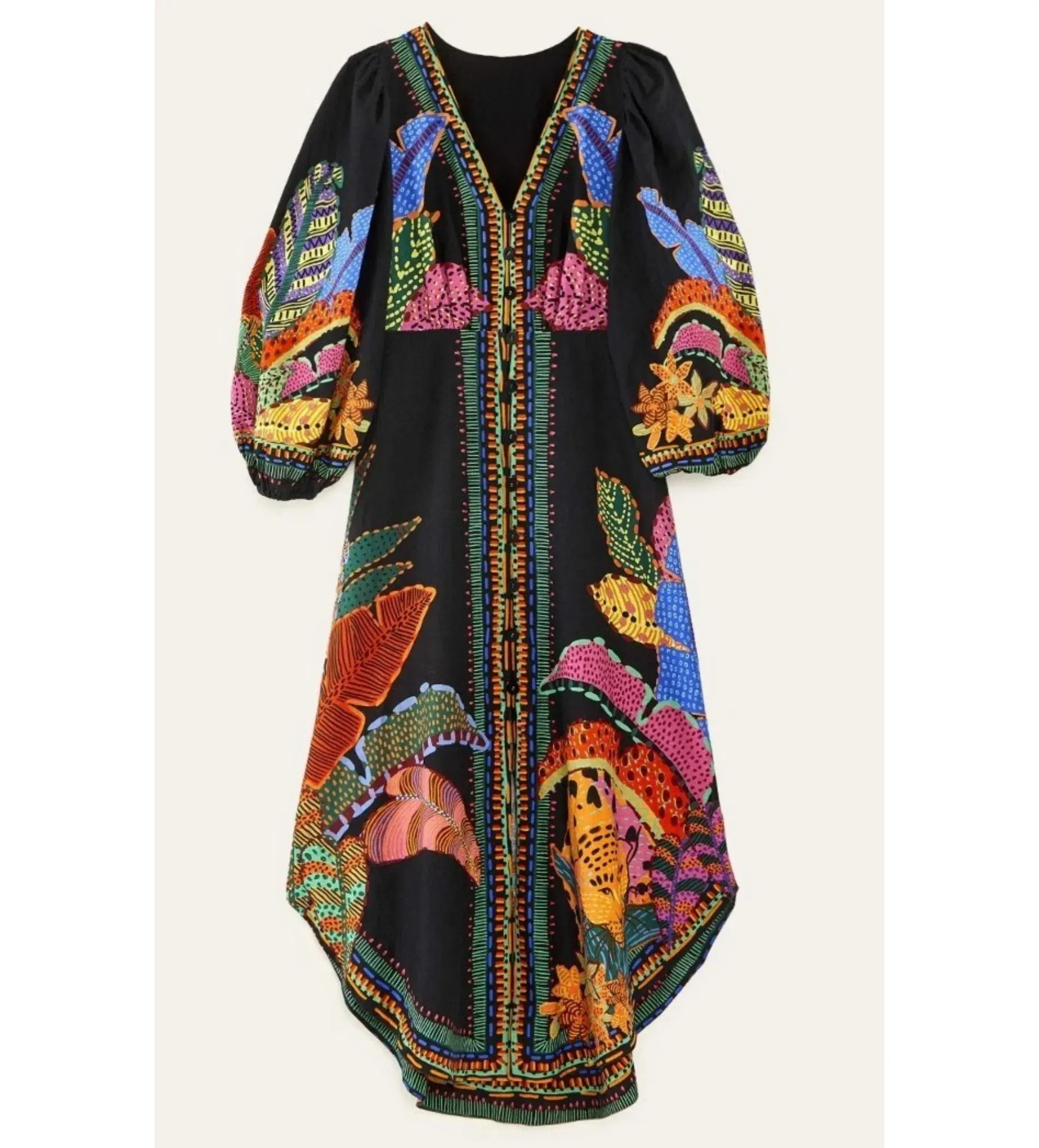 Farm Rio Cool Leopards Maxi Dress Linen Viscose Blend Size XL/ AU 16 - Image 4