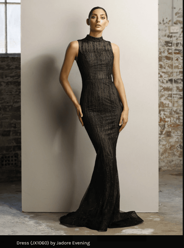 Jadore black evening gown size 10 for rent on The Volte - main image