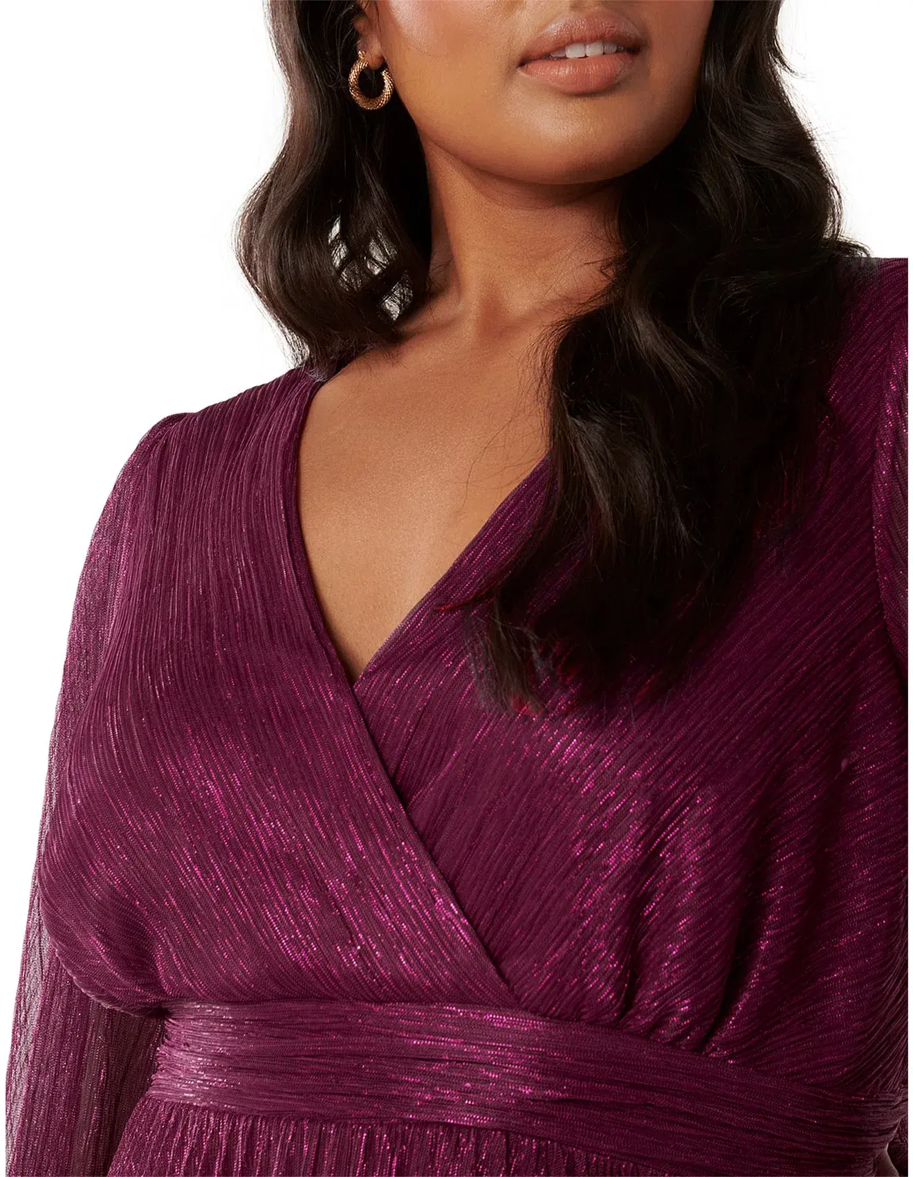 Forever New Curve Sahara Wrap Plisse Midi Dress Fuchsia Pink Size AU 20   - Image 3