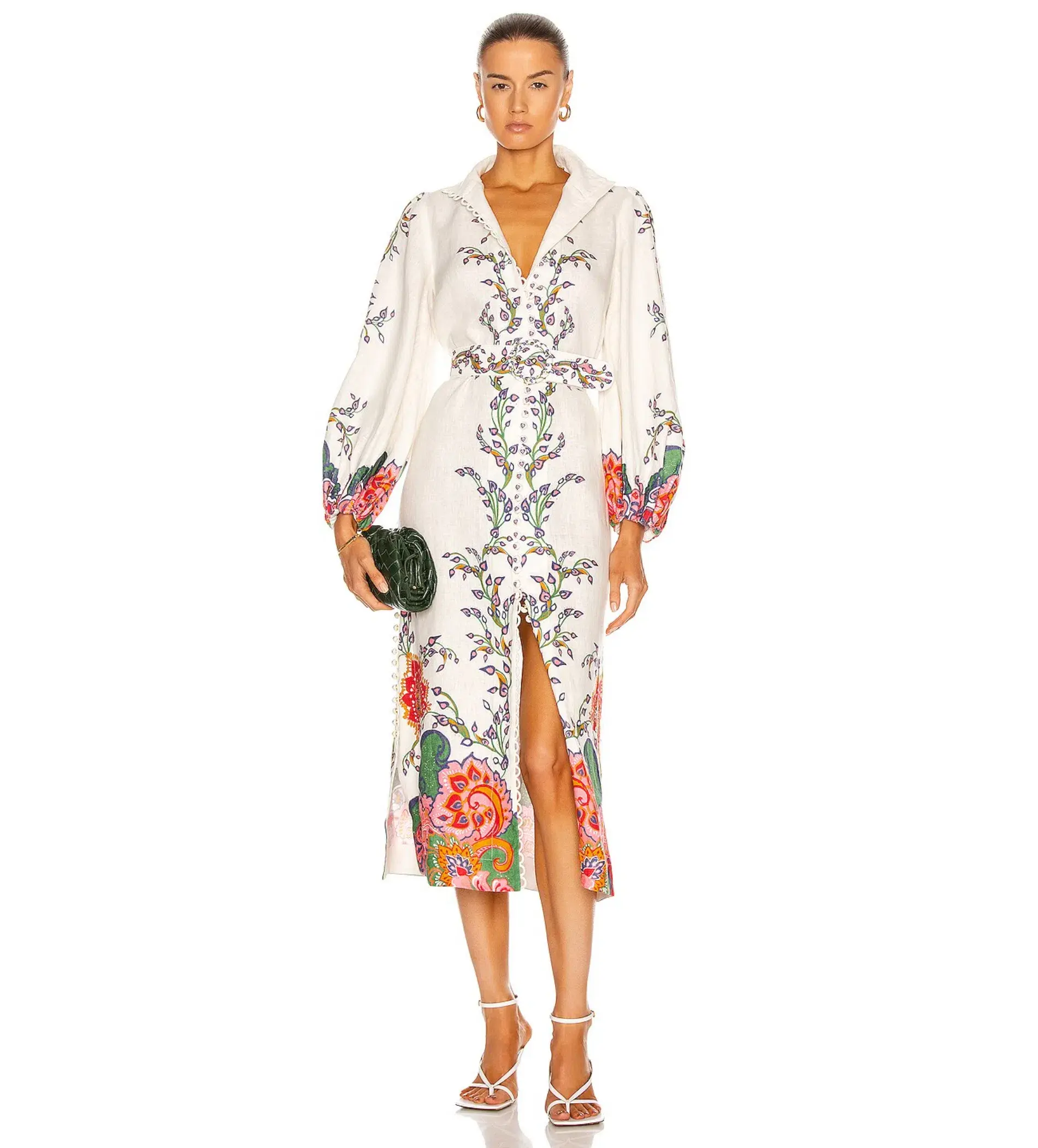 Zimmermann Lovestruck Buttoned in Natural Paisley Floral Midi Dress Size 6 - Image 1